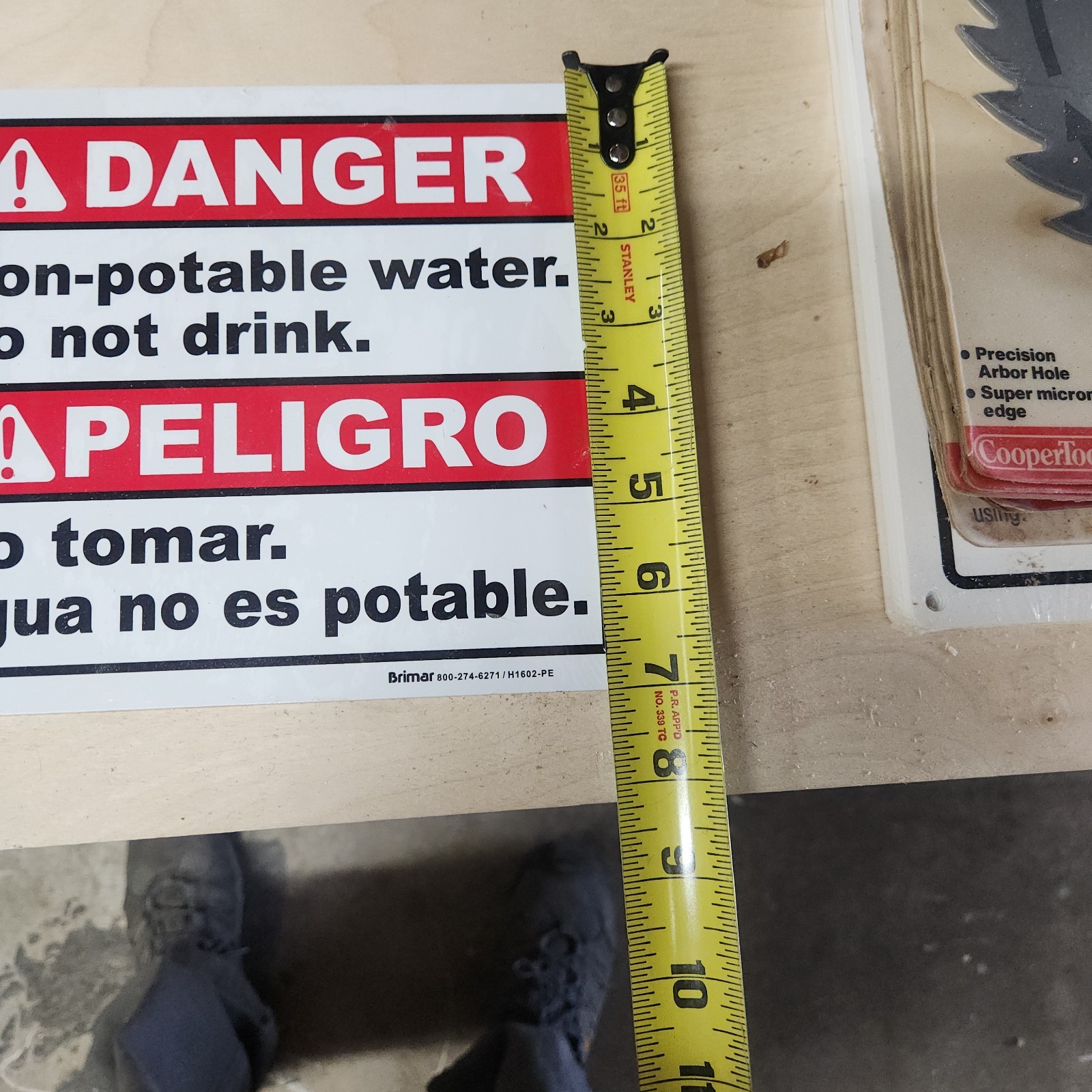 Bilingual Non-Potable Water Danger Sign Aluminum. 7&Prime;x14&Prime; NEW