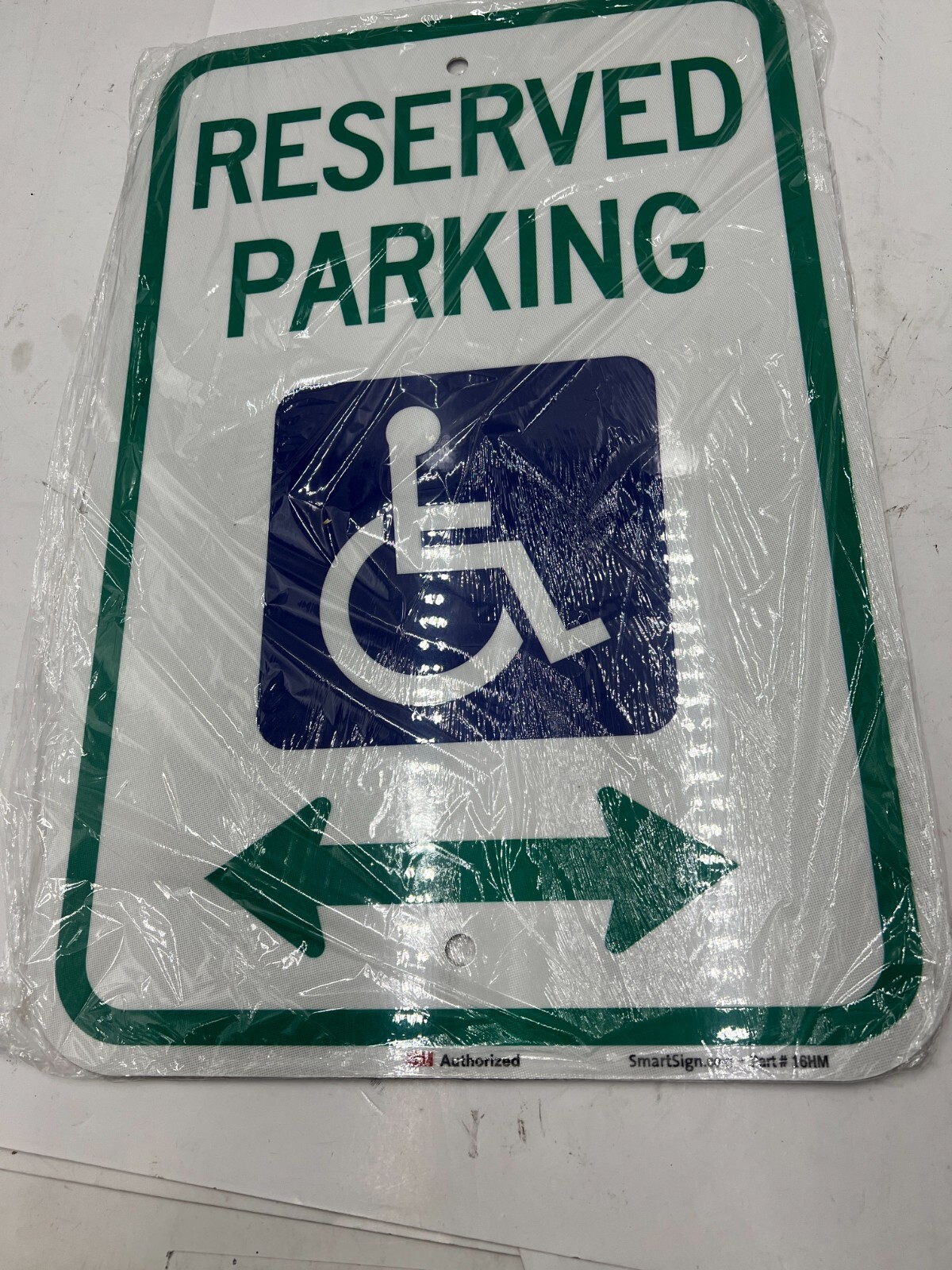 (QTY 2) SmartSign « Reserved Parking » Handicap Parking Sign Bi-Arrow 12&Prime; x 18&Prime;