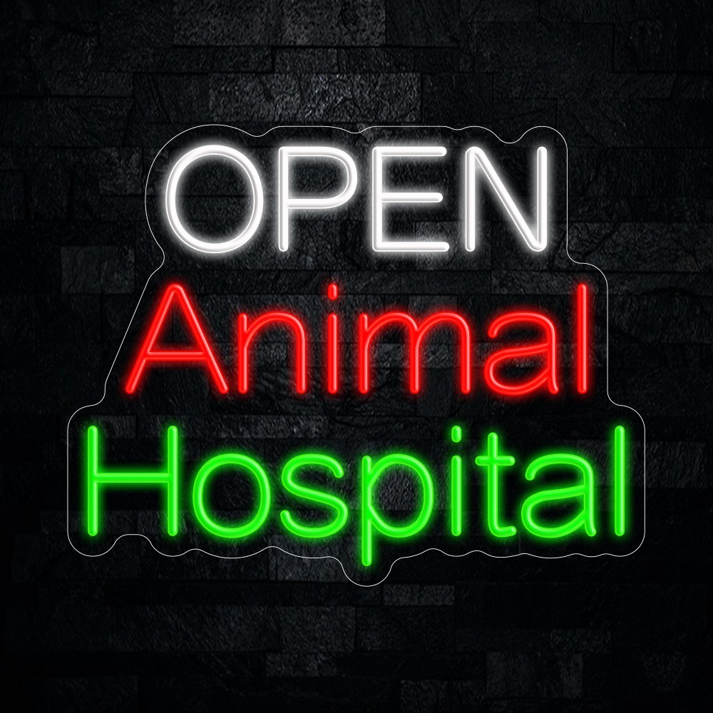 Animal Hospital Open LED Neon Sign 20&Prime;L x 16&Prime;H #25071