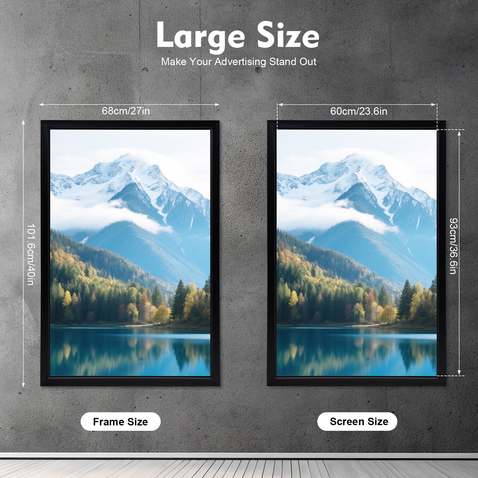 27×40 » LED Poster Movie Frame Backlit Light Box Advertising Sign Display 40*27&Prime;