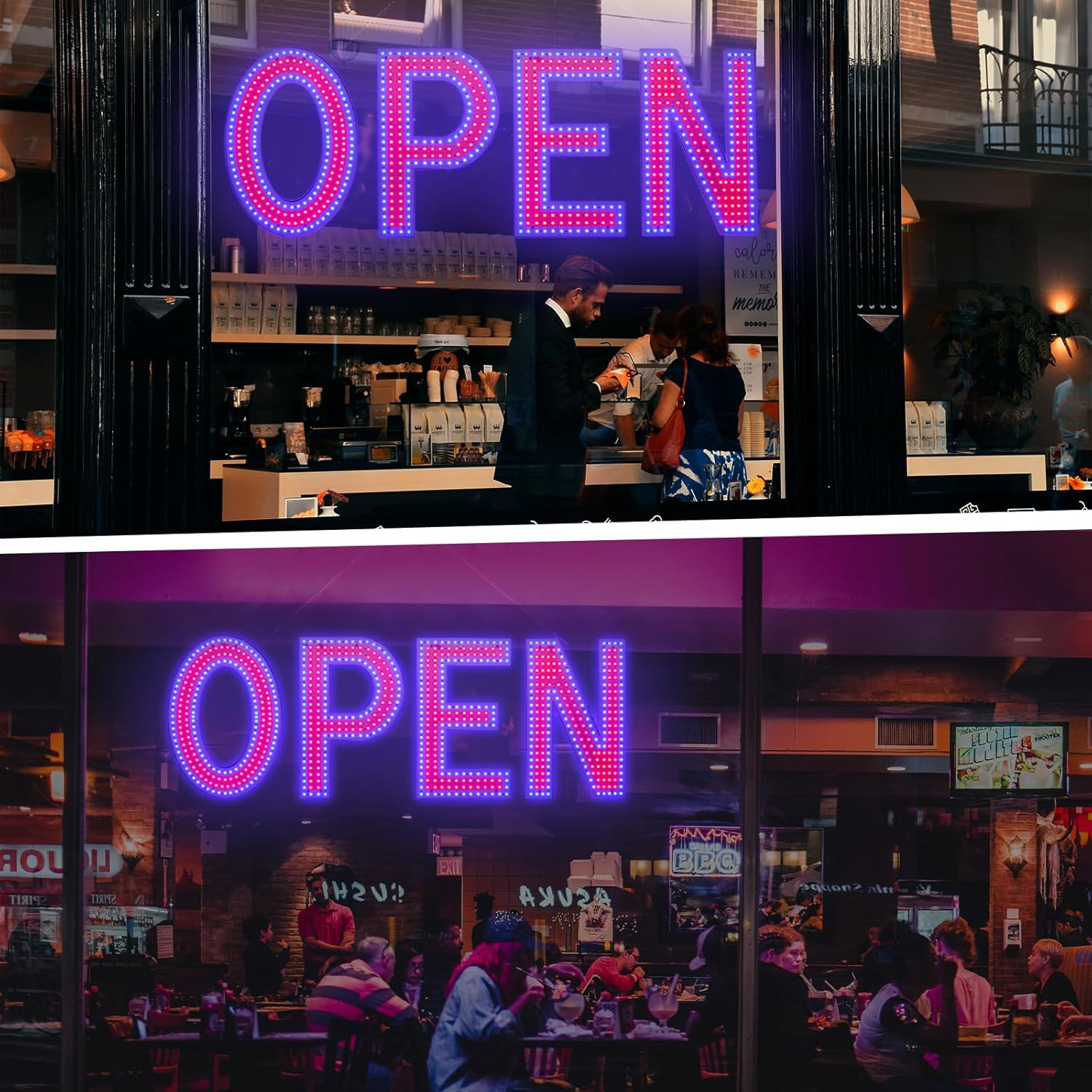 Open Sign for Business, 40&Prime;X14&Prime; Dimmable Large LED Open Signs with Hanging Insta
