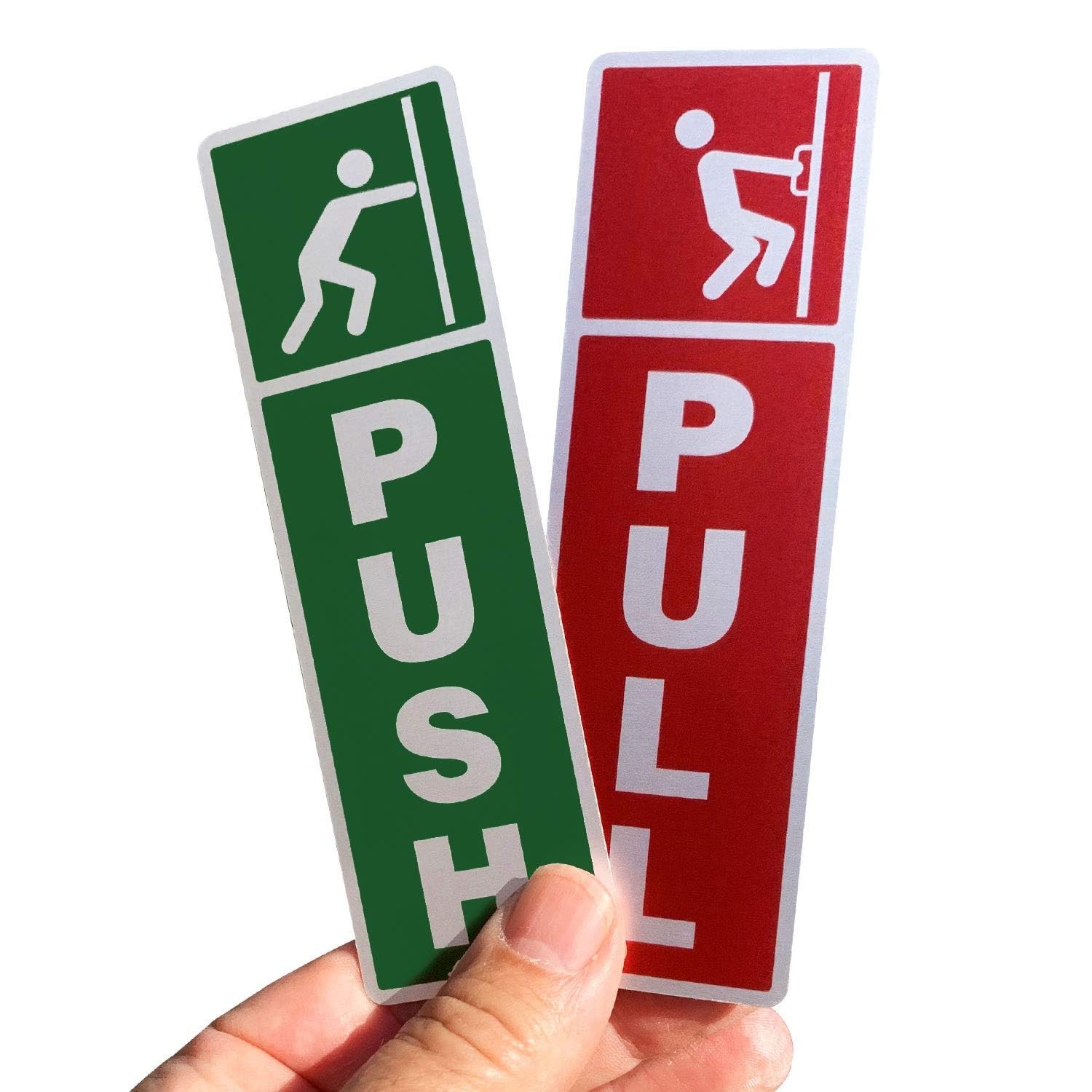 2 PCS Pull/Push Door Signs 1.5×5 Inch Anodized Aluminum Business Entrance