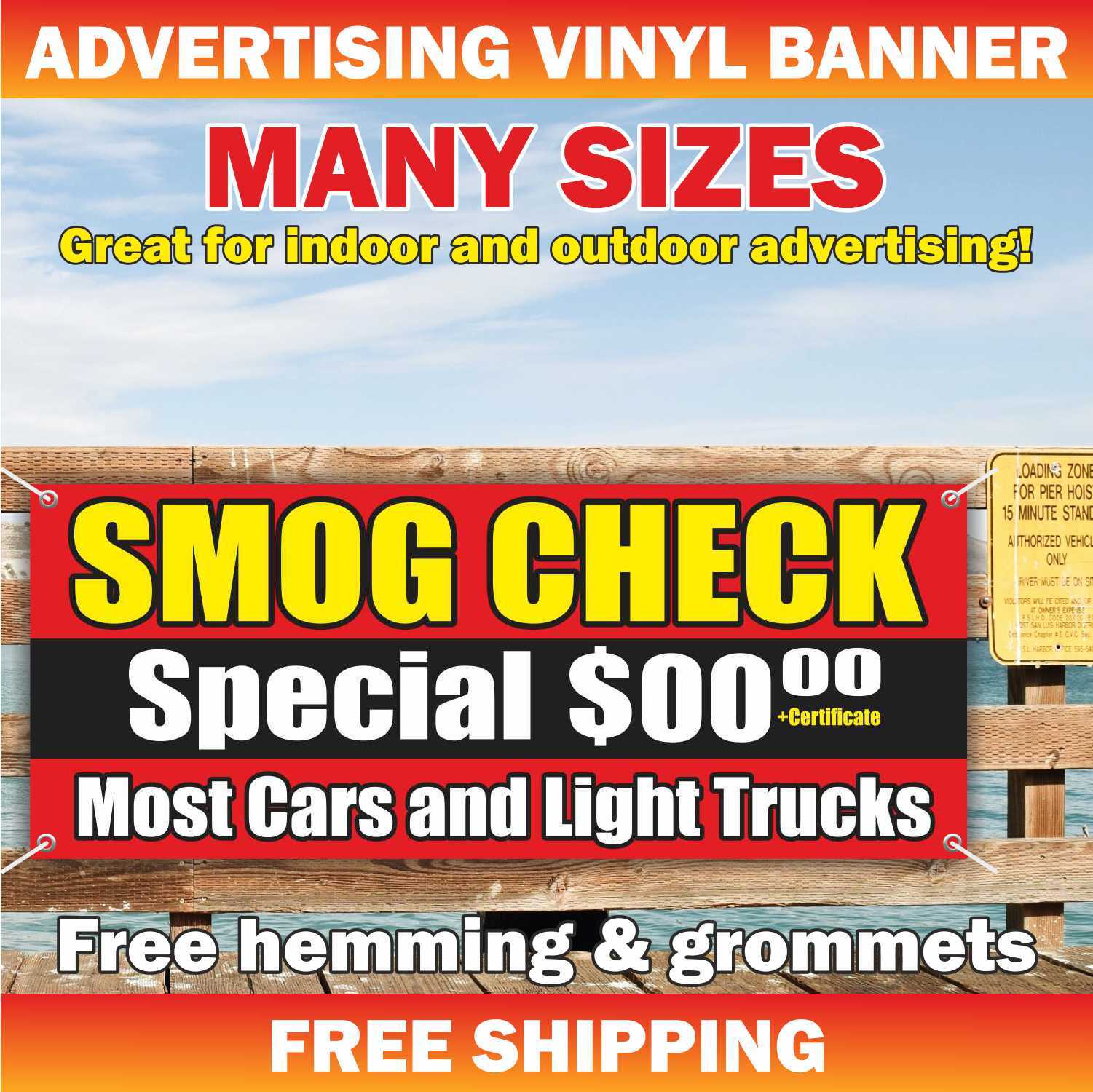 SMOG CHECK Advertising Banner Vinyl Mesh Sign auto repair service car add price