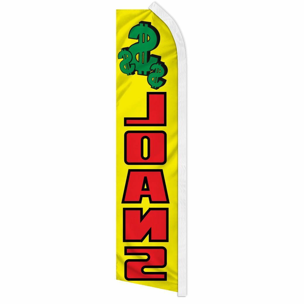 « LOANS » advertising super flag swooper banner business sign cash check money