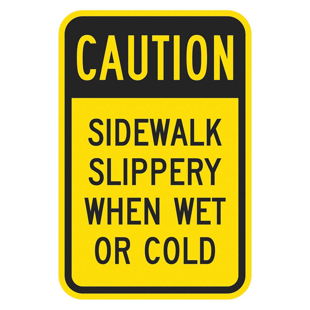 LYLE T1-1367-EG_12x18 Rflctv Slippery Caut Sign,18x12in,Alum 448X86