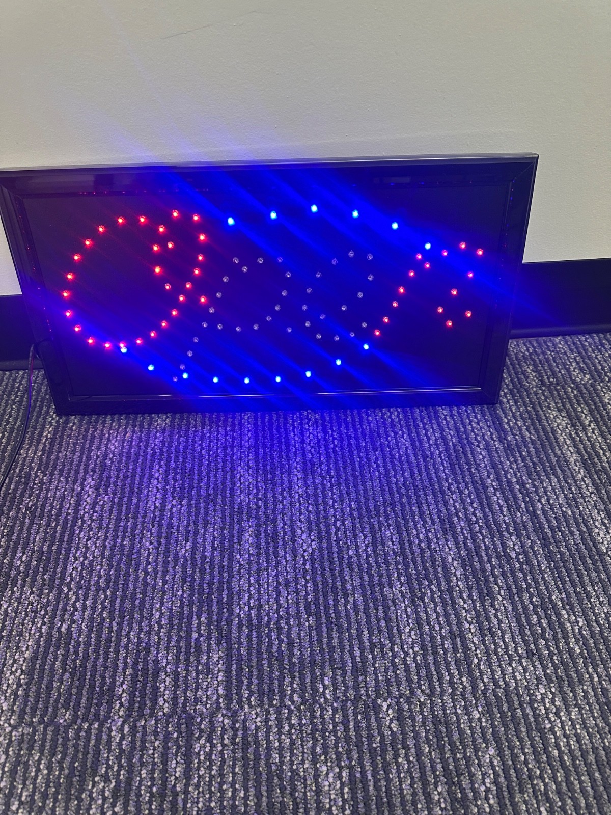 LED OPEN SIGN 19&Prime;X10&Prime; RED/BLUE LEDS SINGLE CHASE NEW