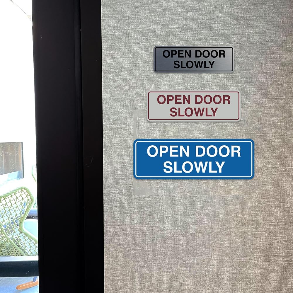 Standard Open Door Slowly Door Wall Sign Black Small Notification 1 PCS