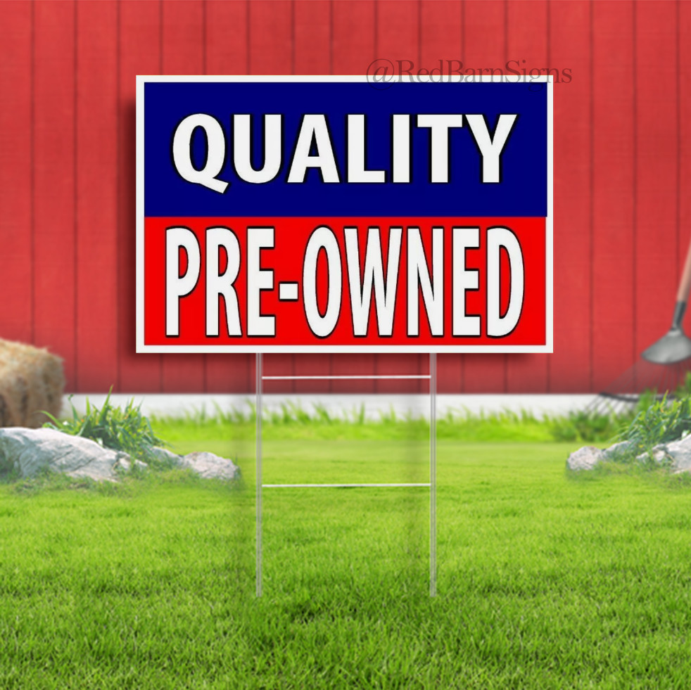 QUALITY PREOWNED BLUE RED Yard Sign with Stand LAWN SIGN