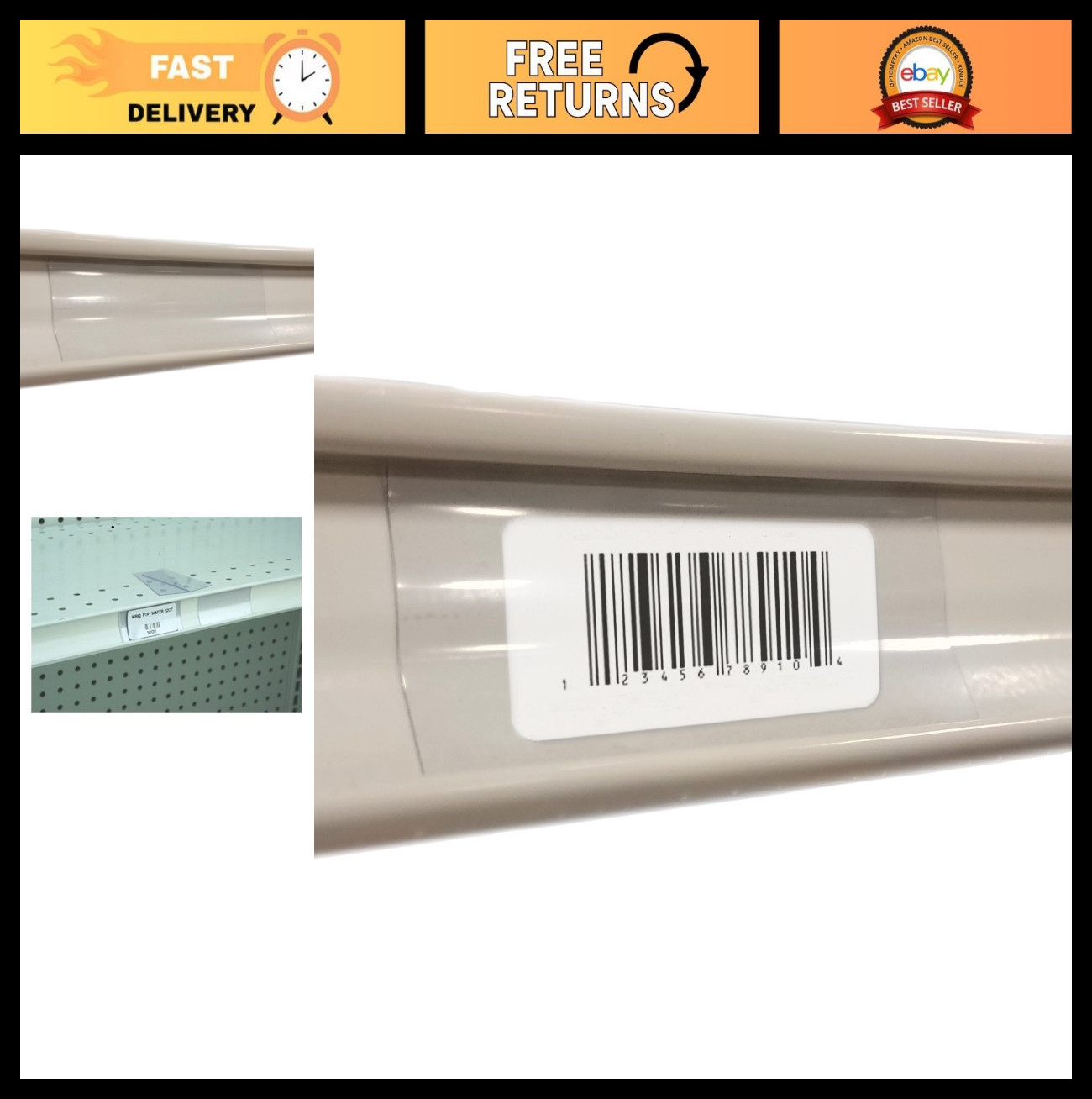 2500 Clear Plastic Gondola Shelving Ticket Molding UPC Insert Strips 3&Prime;x1.25&Prime; –