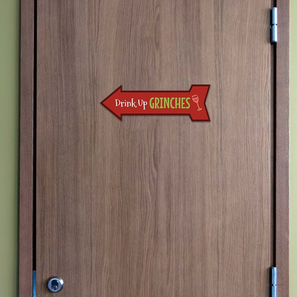 Arrow Shape Plus Drink Up Grinches 12×4&Prime; Wall or Door Sign