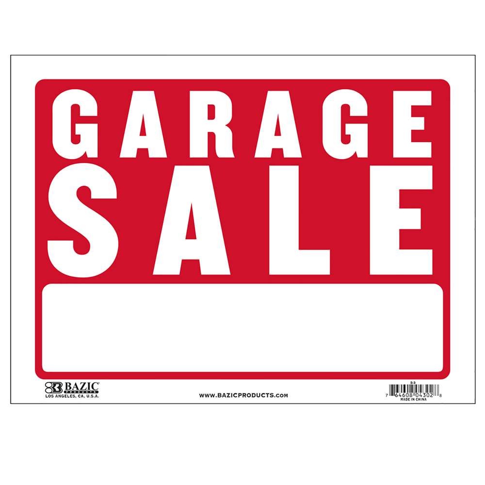 BAZIC 9&Prime; X 12&Prime; Garage Sale Sign, pack of 24