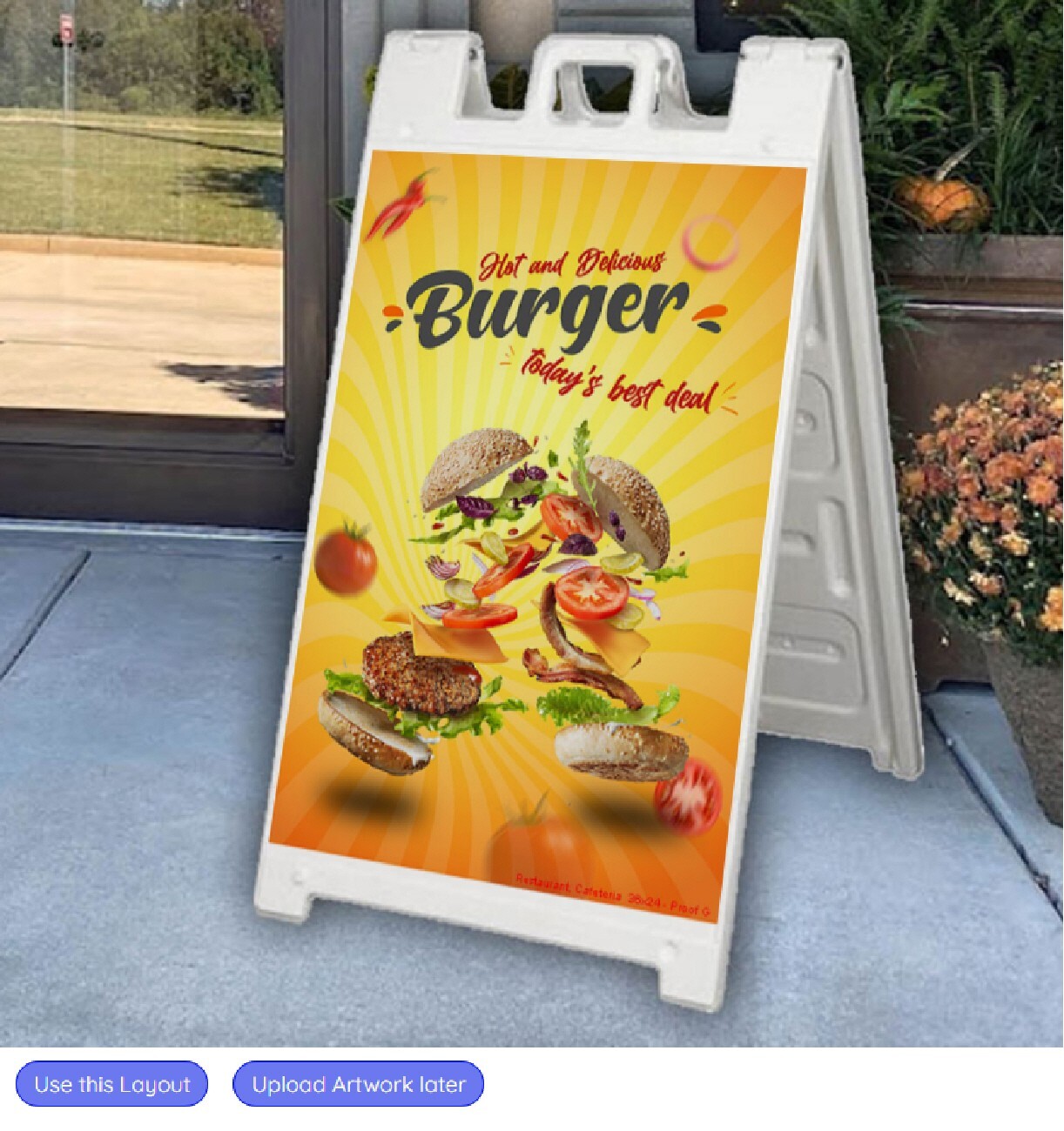 SideWalk Sign & 2 Plastic Sign Panels 24 »x36 » Custom Printed Your Text & Logos