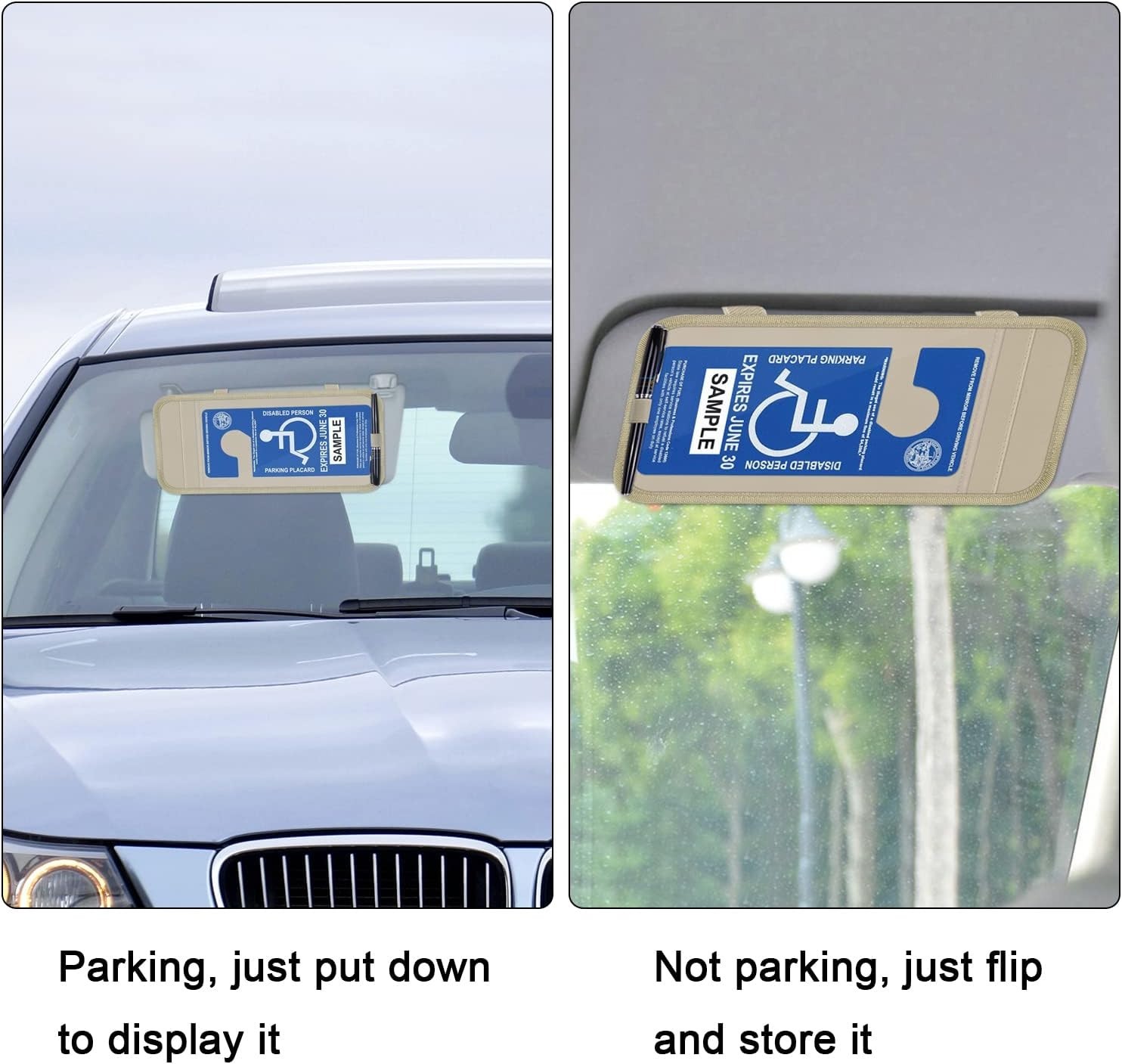 Handicap Placard Holder for Auto, Disabled Parking Permit Sign Protector for …