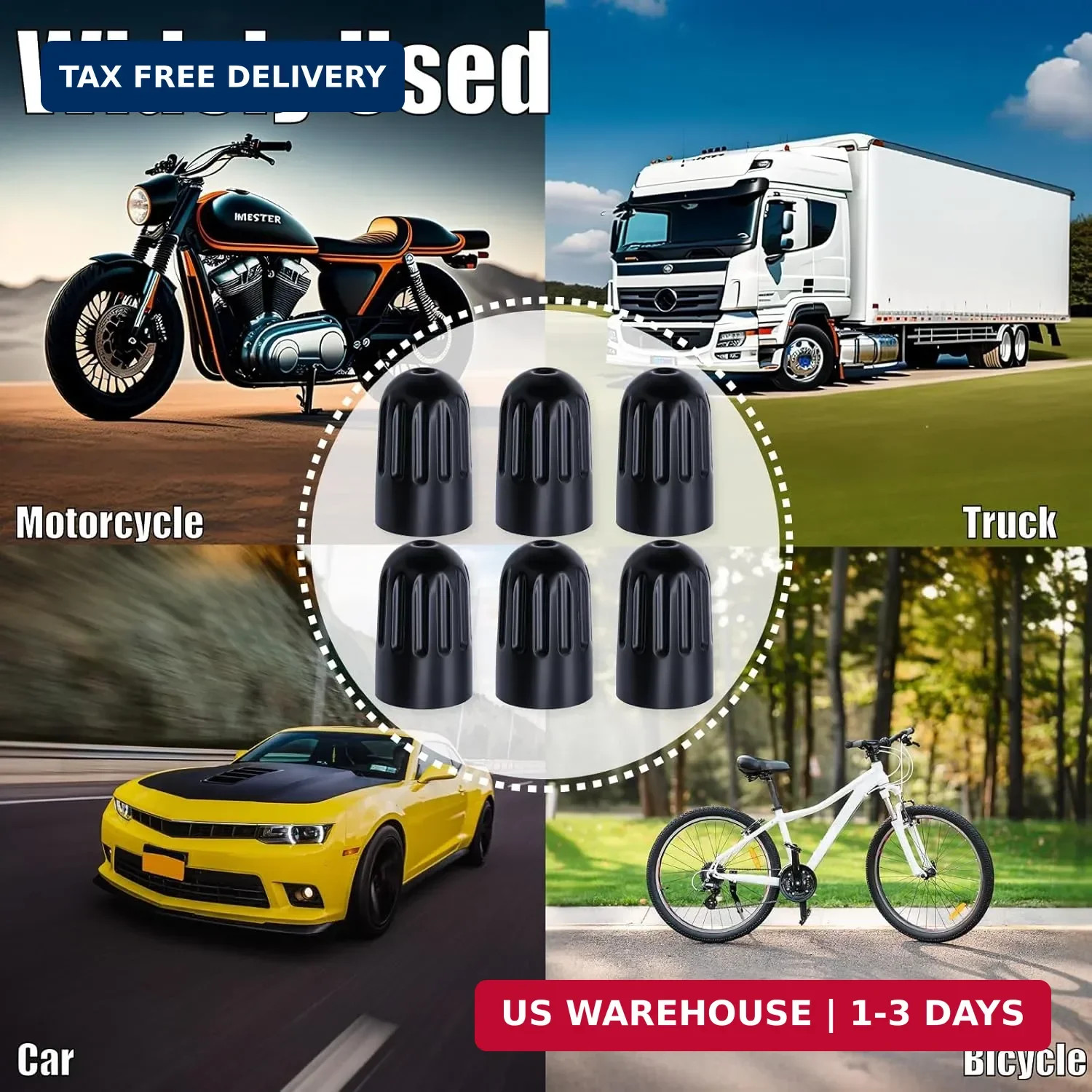 10PCS TPMS Tire Valve Long Stem Caps, Black Plastic Wheel Tire Valve Stem