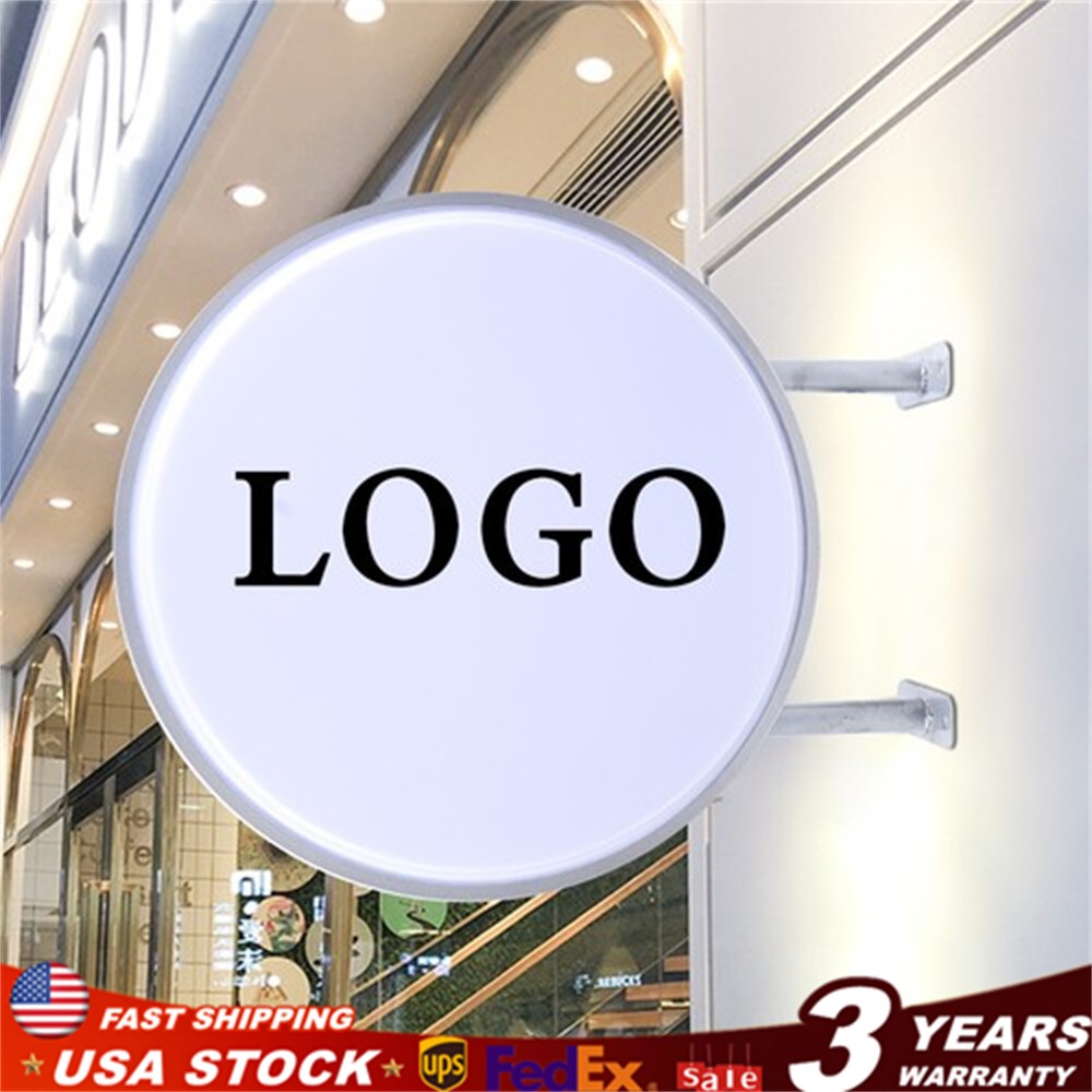 20&Prime; LED Double Sided Round Light Box Outdoor Sign Advertising Projecting Light
