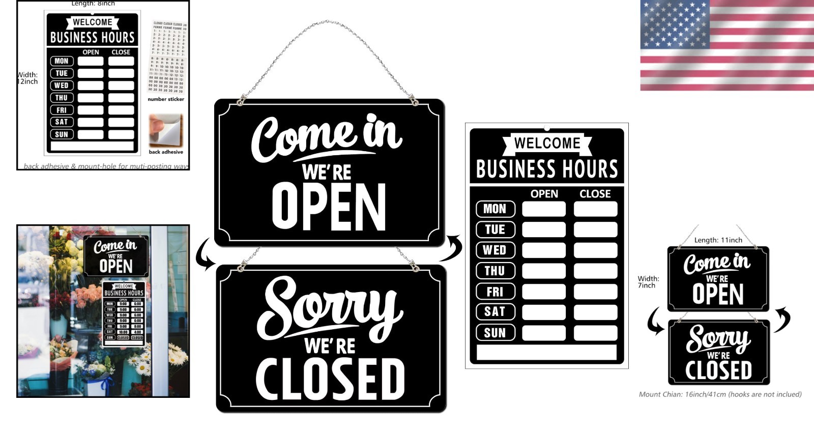 Versatile Open/Closed Sign Set for Businesses