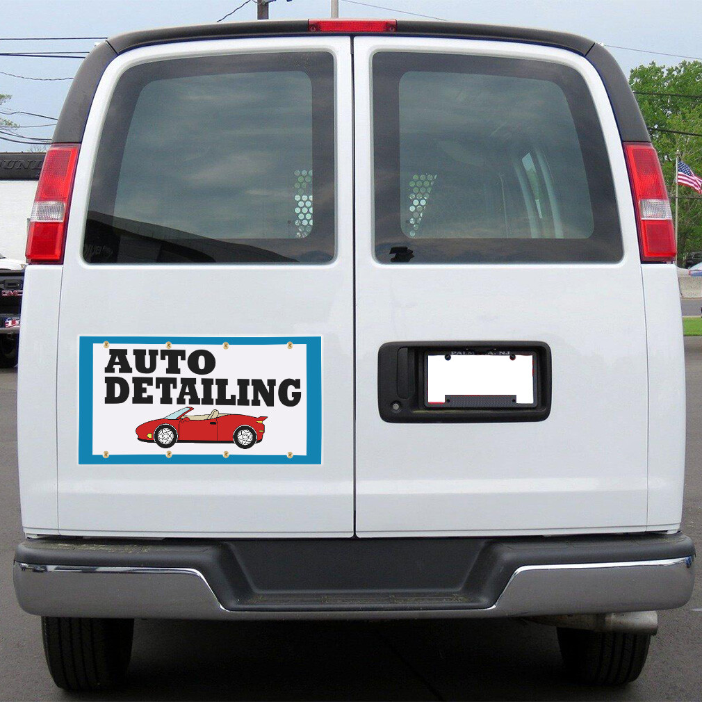 Car Magnet Set of 2 Auto Detailing White Car Car Advertising Industrial Sign