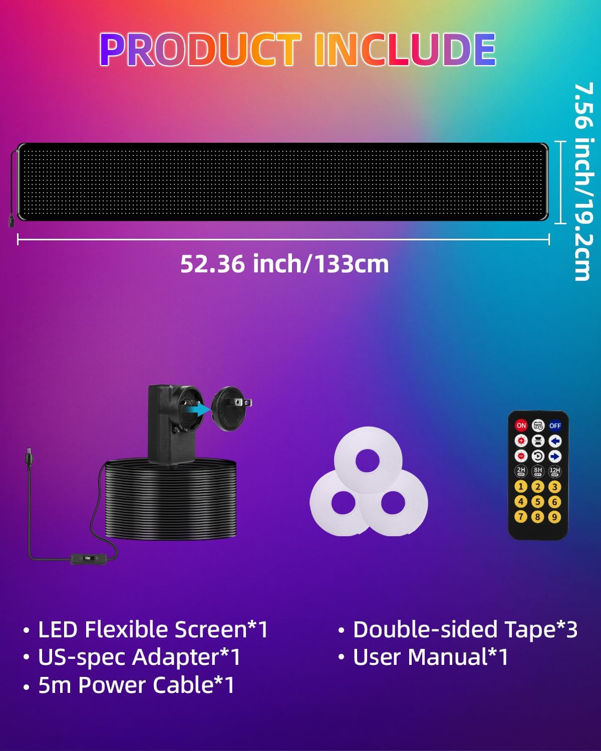 Large 52&Prime;*7.5&Prime; Programmable LED Sign with Remote & App Control for Businesses