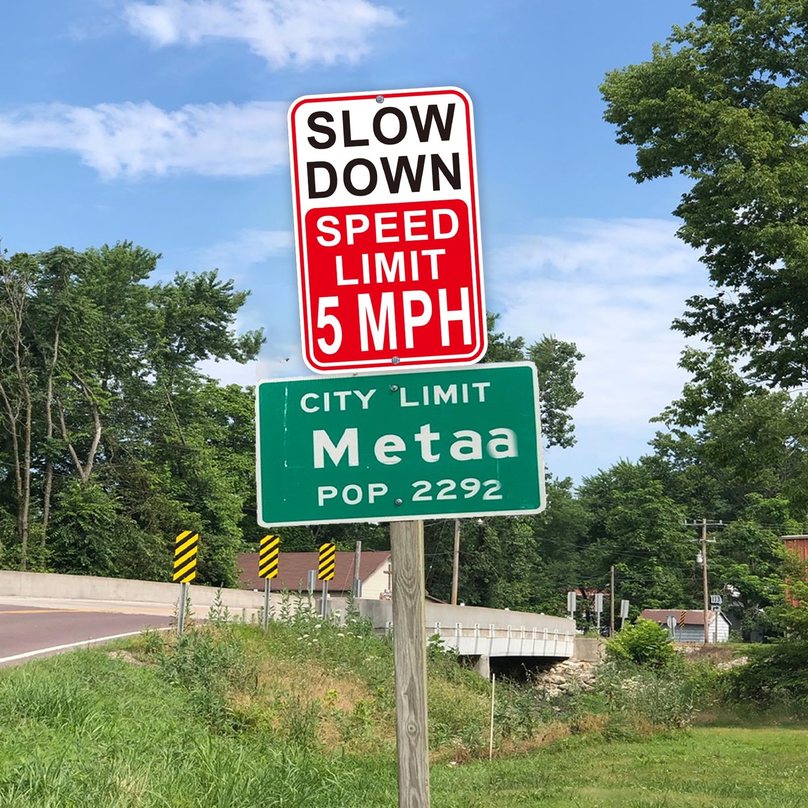 2 PCS Slow Down Speed Limit 5MPH Sign Reflective Aluminum 18 x 12 Inch