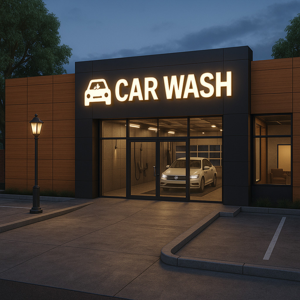 𝑵𝓙̶ Car Wash LED Channel Letters Custom Outdoor Storefront Business Sign