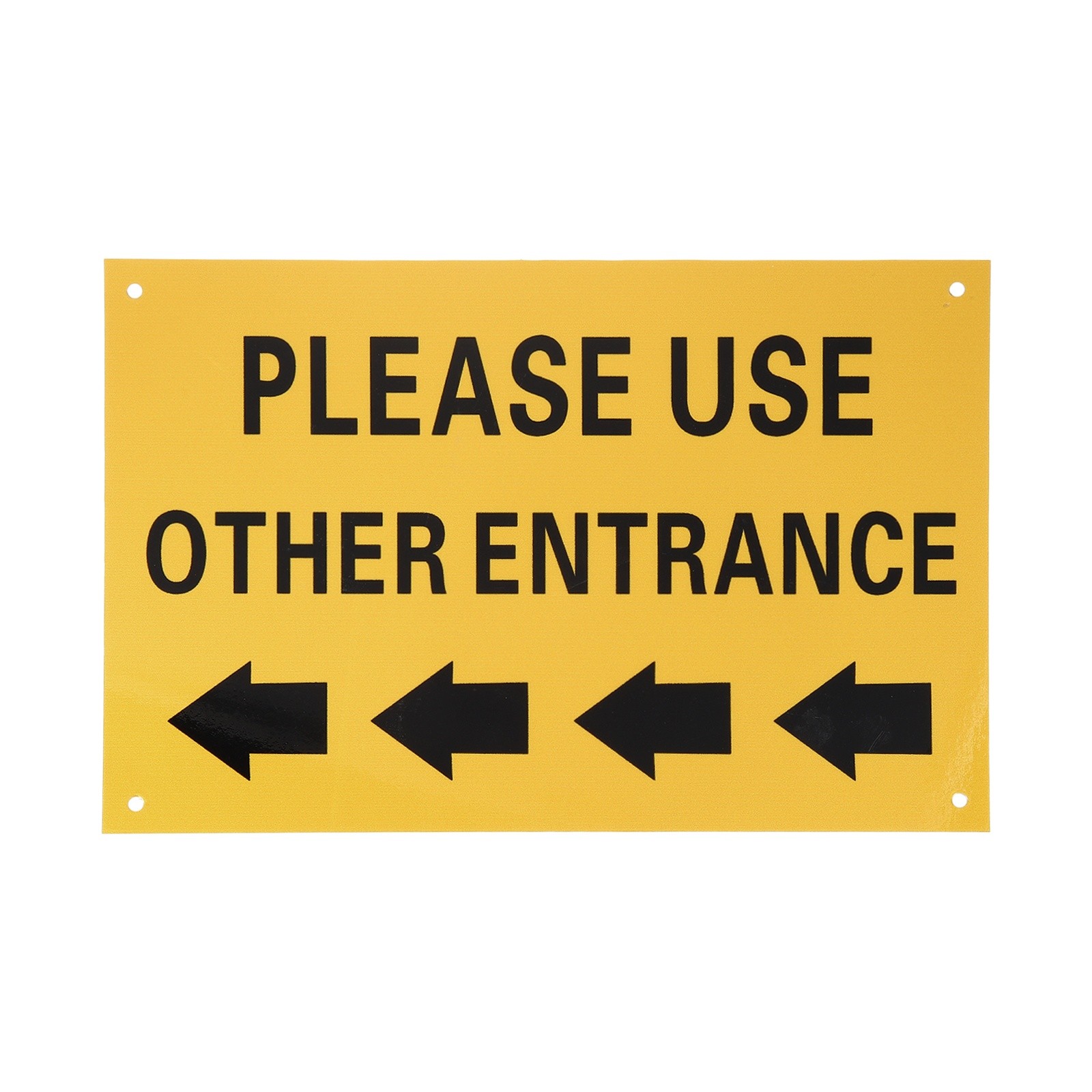 Please Use Other Entrance Sign, Left Arrow, Bright Yellow on Black