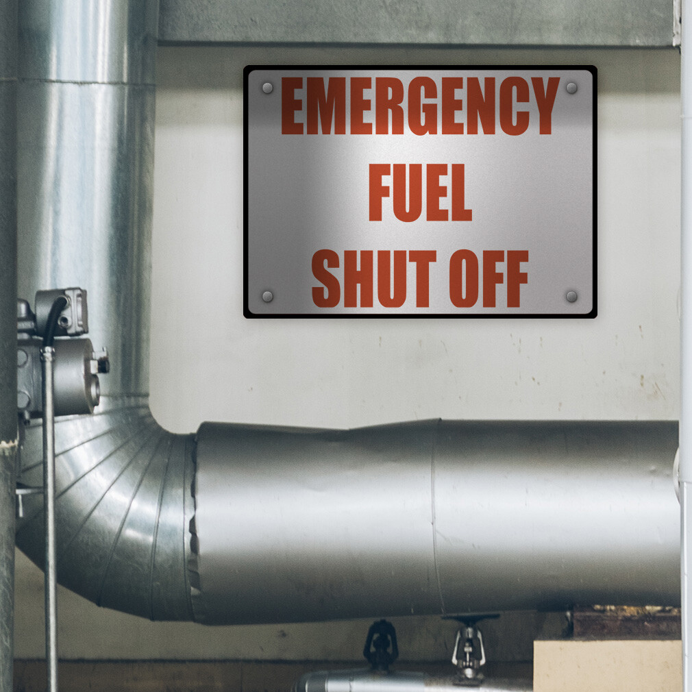 Horizontal Metal Sign Emergency Fuel Shut off Hazard Weatherproof Street Signage