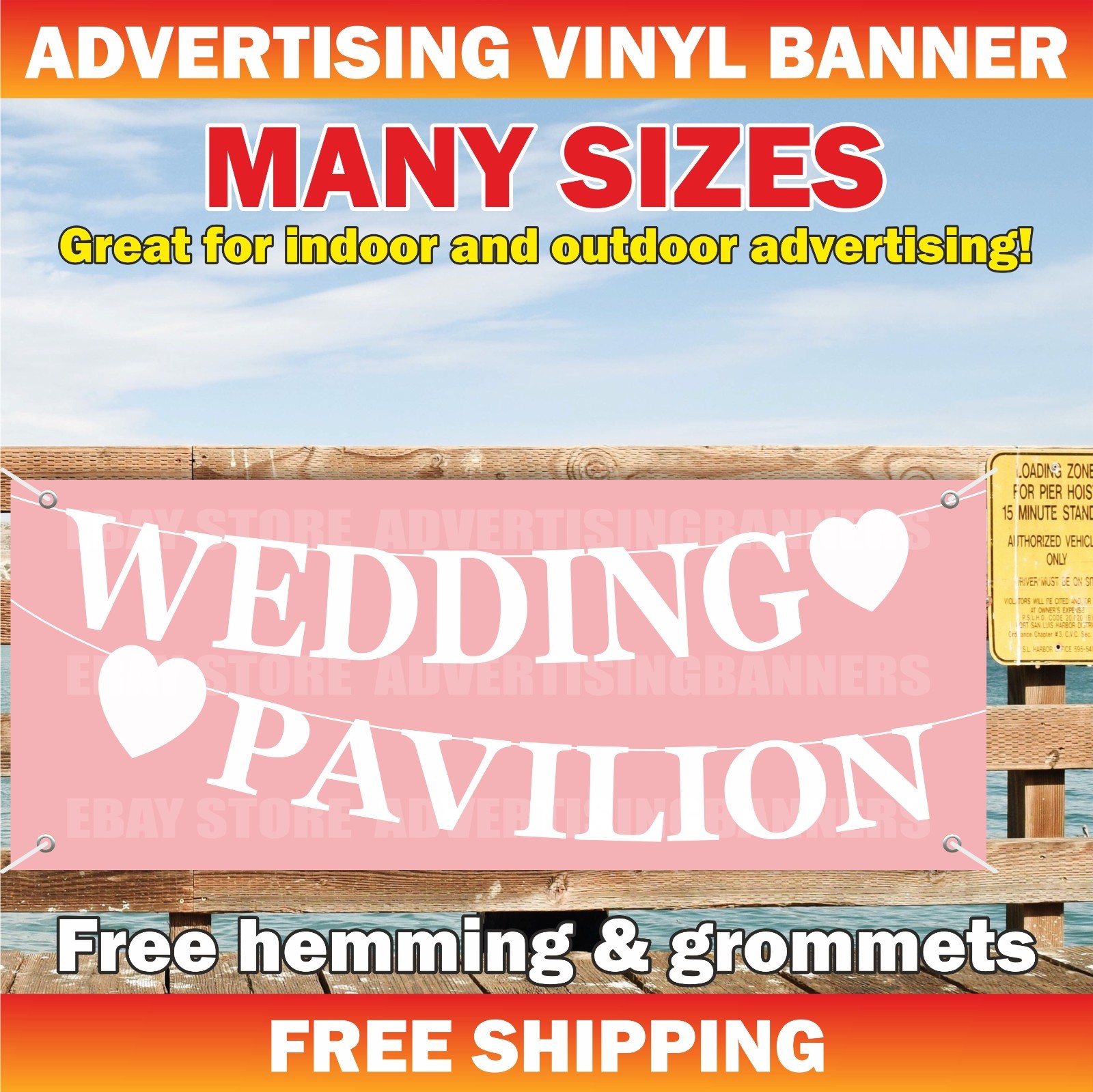WEDDING PAVILION Advertising Banner Vinyl Mesh Sign Gowns Event Dresses Rent Buy