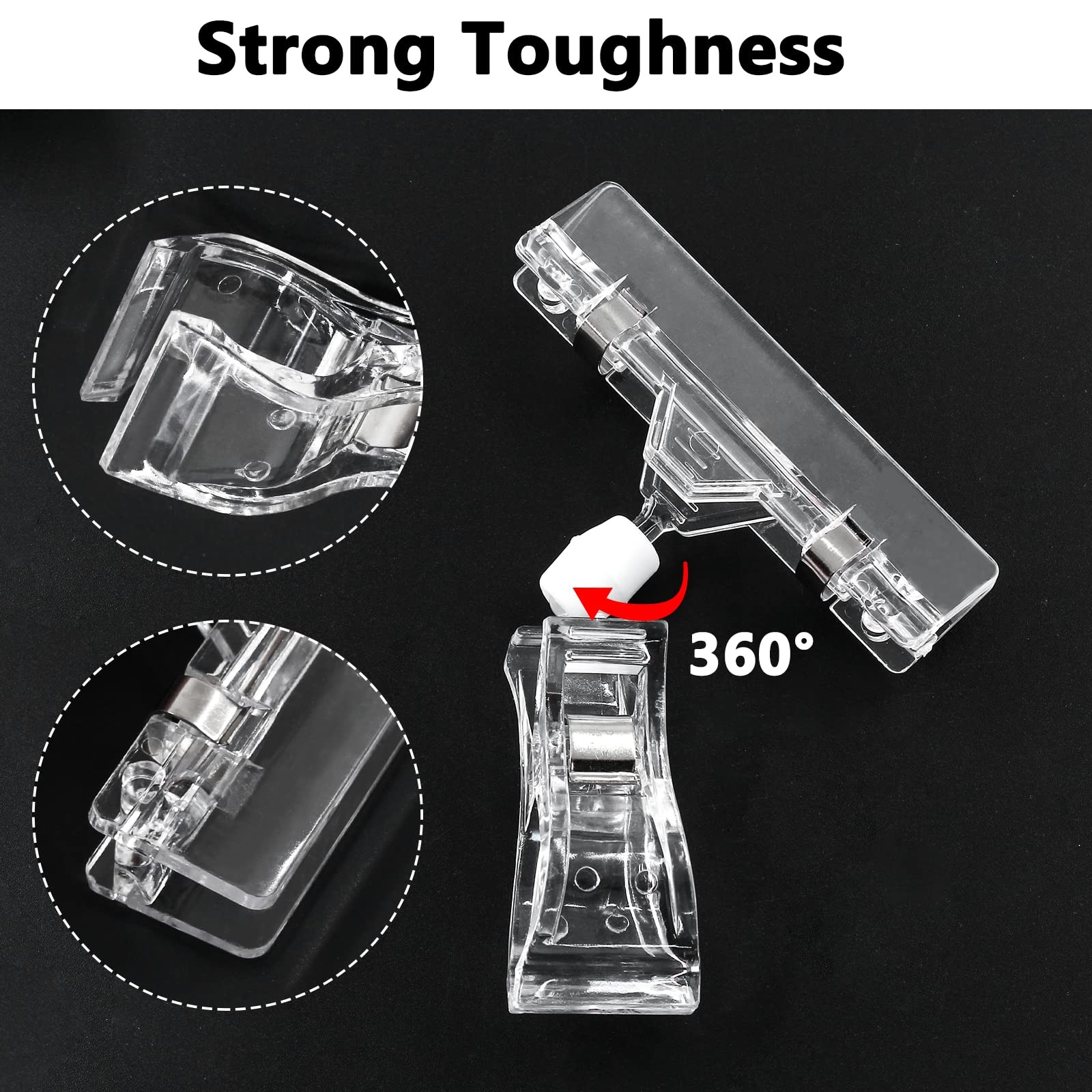 Biaungdo 12 Pcs Rotating Clip Swivel Sign Holder, Clear Rotatable