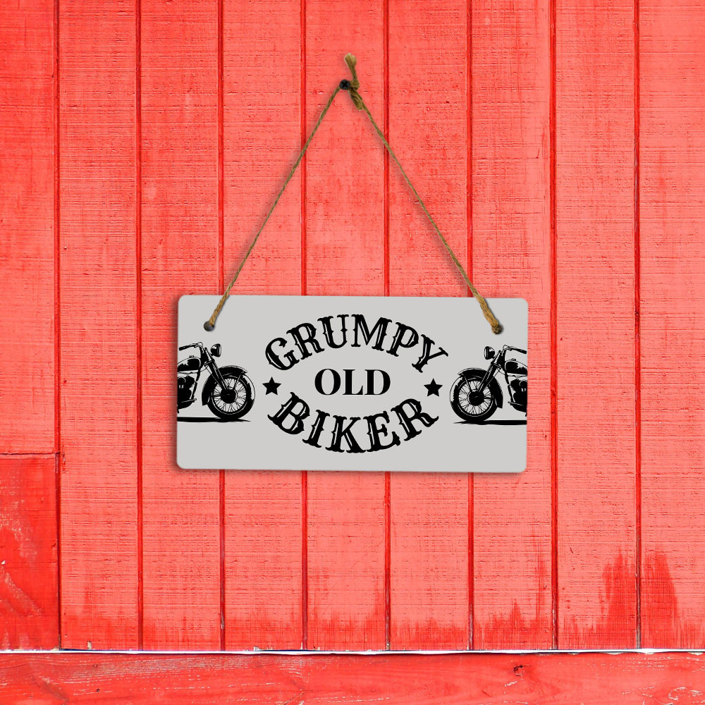 Grumpy Old Biker 5&Prime; x 10&Prime; Hanging Wall or Door Sign | Home Decor