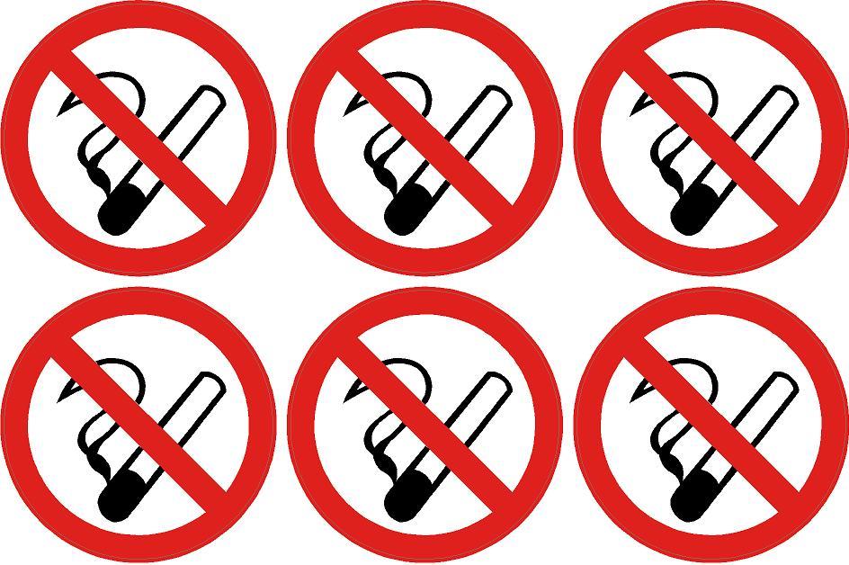 NO SMOKING sticker decal 75mm X 6 warning sign round self adhesive vinyl