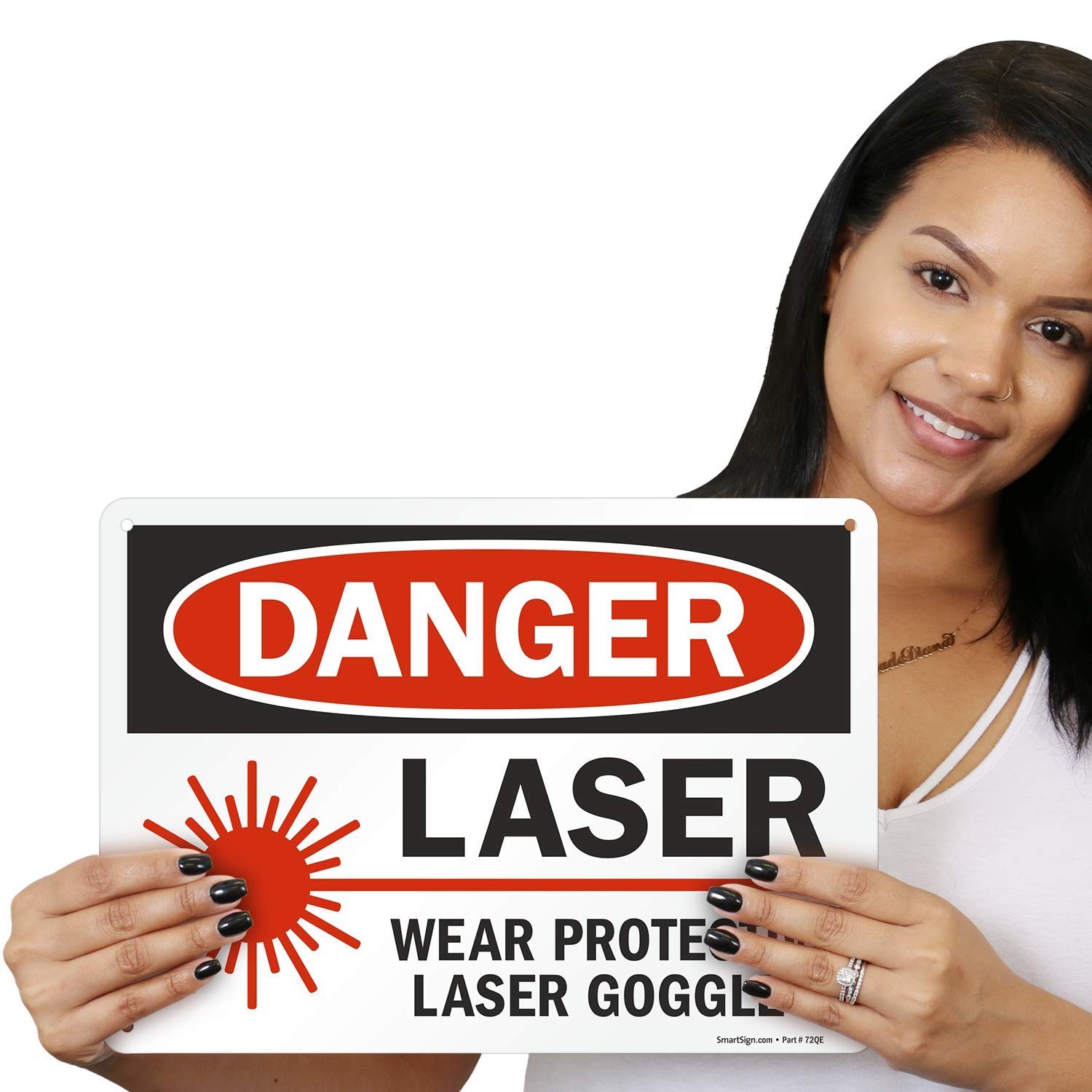 10×14 Inch Plastic Danger Laser Wear Protective Goggles Sign Black Red White