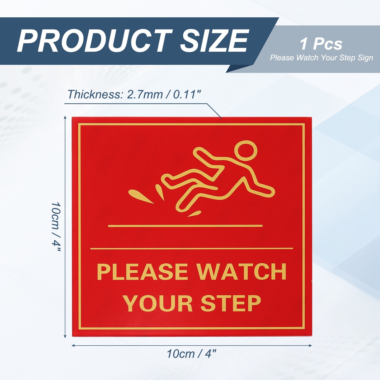 4&Prime; x 4&Prime; Please Watch Your Step Sign, 1 Pcs Warning Sign, Red with Yellow Text