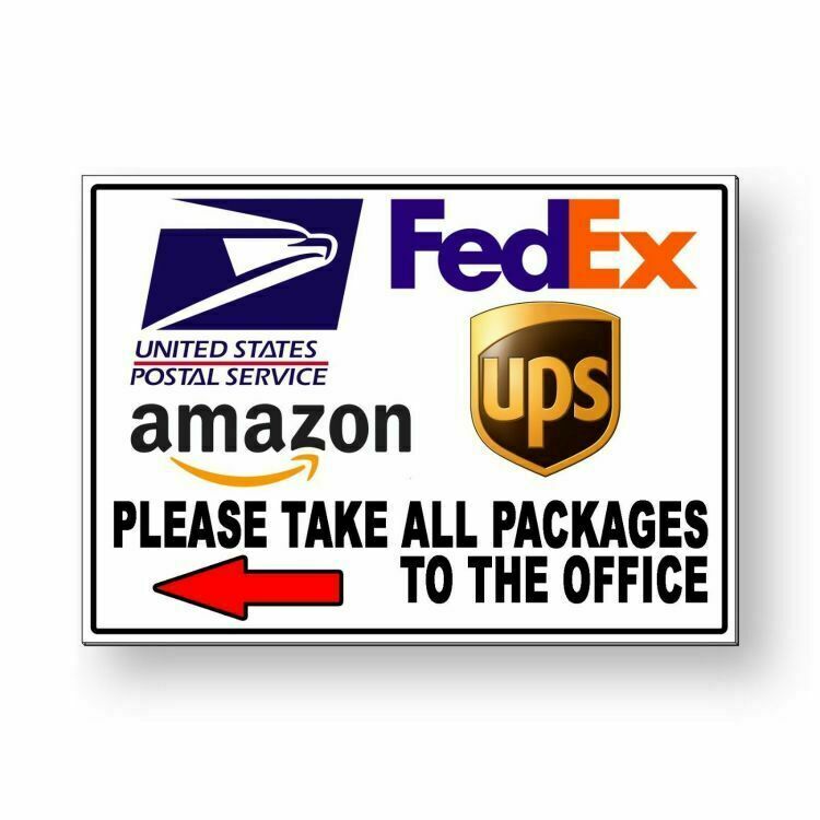 Please Take All Packages To Office Arrow Left Sign METAL 3 SIZES delivery MS056