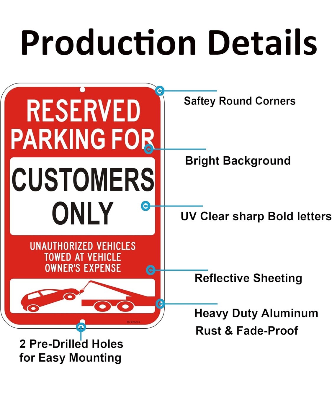 Customer Parking Only Unauthorized Vehicles Will Be Towed Sign warning 12×18”