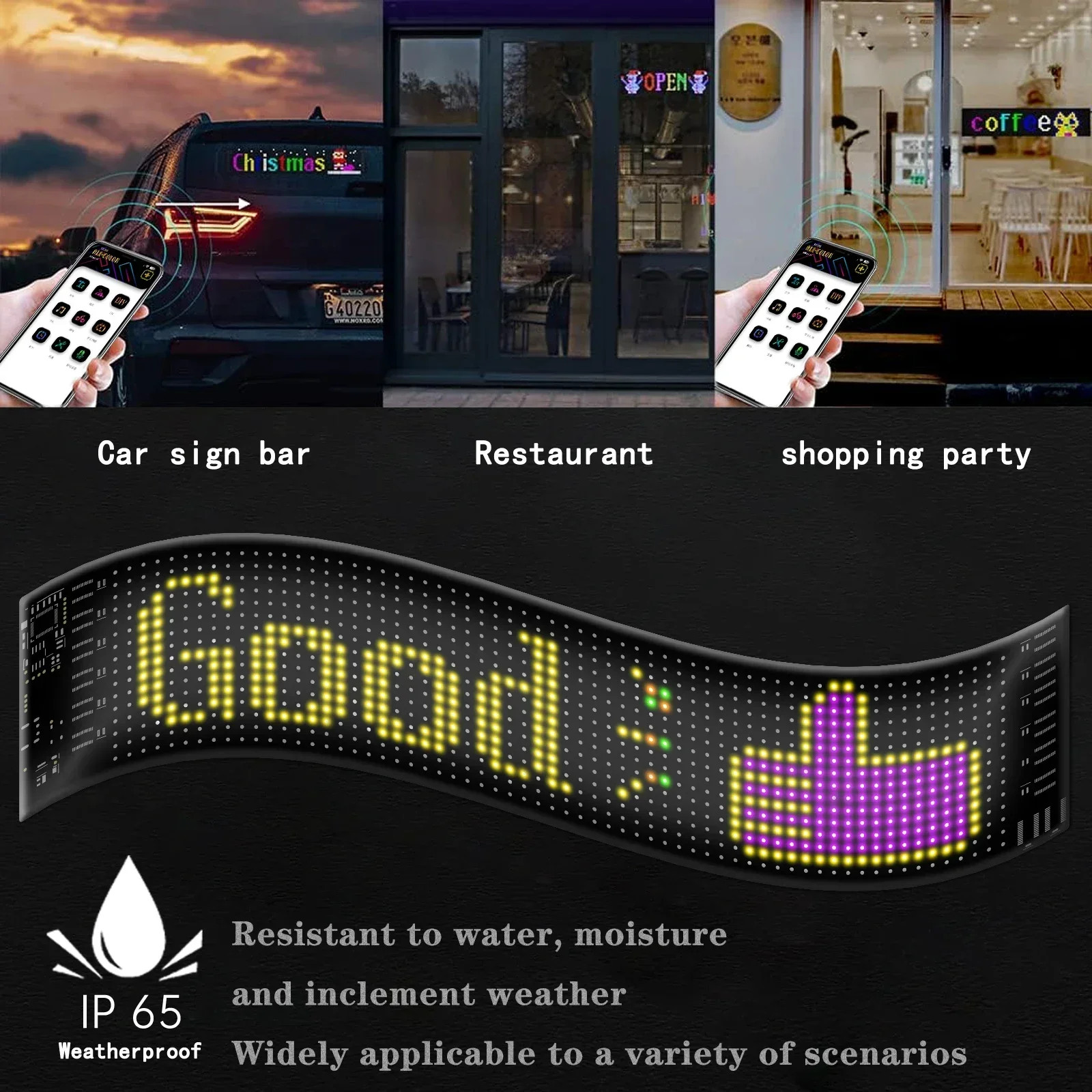 LED Matrix Pixel Panel, Scrolling Bright Advertising LED Signs, Flexible USB 5V
