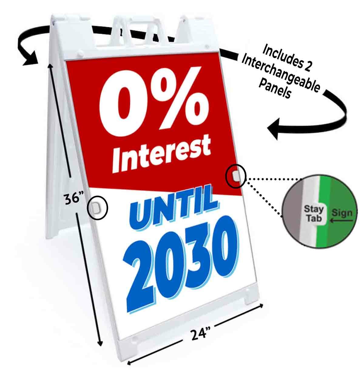 0% INTEREST Signicade 24×36 A Frame Sidewalk Pavement Sign Double Sided Sandwich