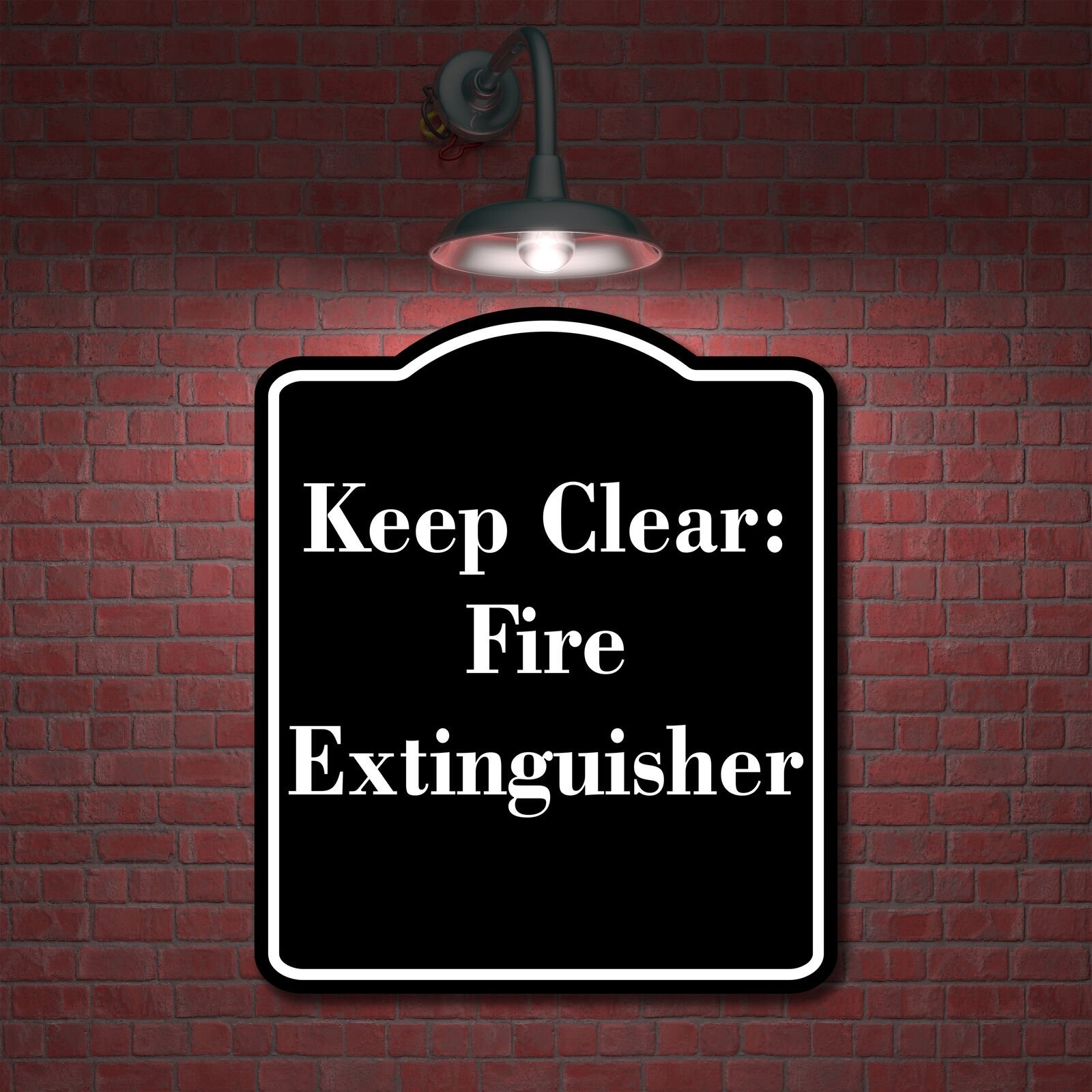 Keep Clear Fire Extinguisher BLACK Aluminum Composite Sign