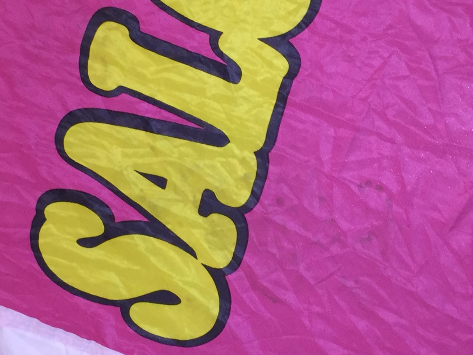 Huge Beauty Salon Banner Only 11 ft x 2 1/2 ft Pink Yellow White Nylon Vertical