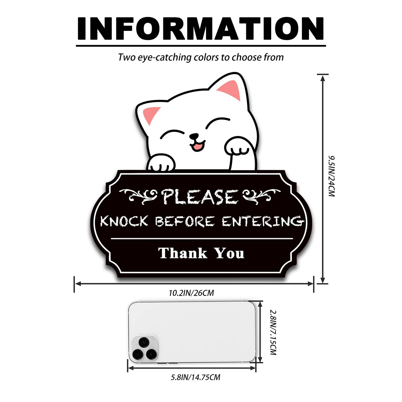 Please Knock Sign for Door UV Resistant Self Adhesive Vinyl Funny Office Cat