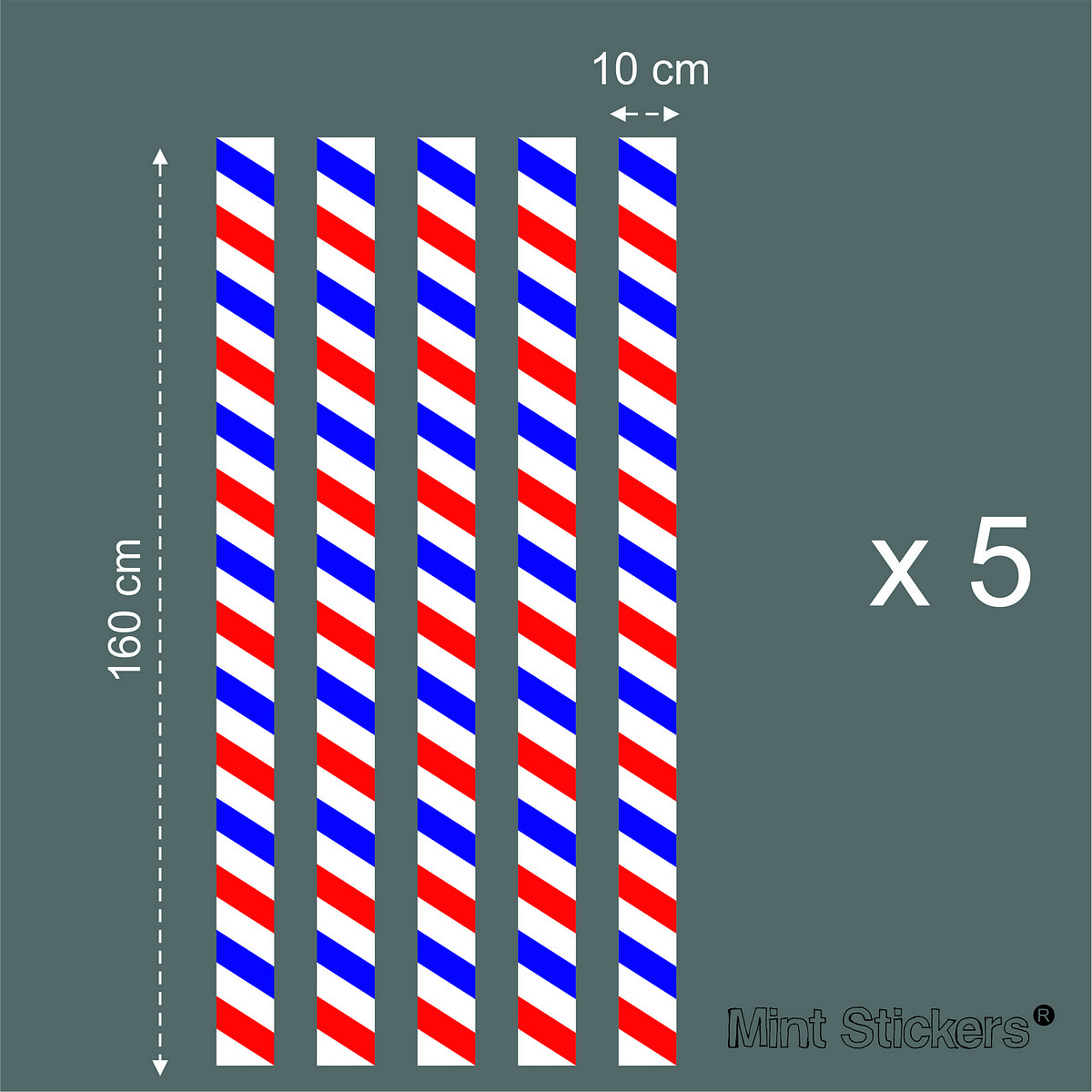 Barber Shop Window Striped Border Frame Stripes Blue Red White Sign Decal Custom