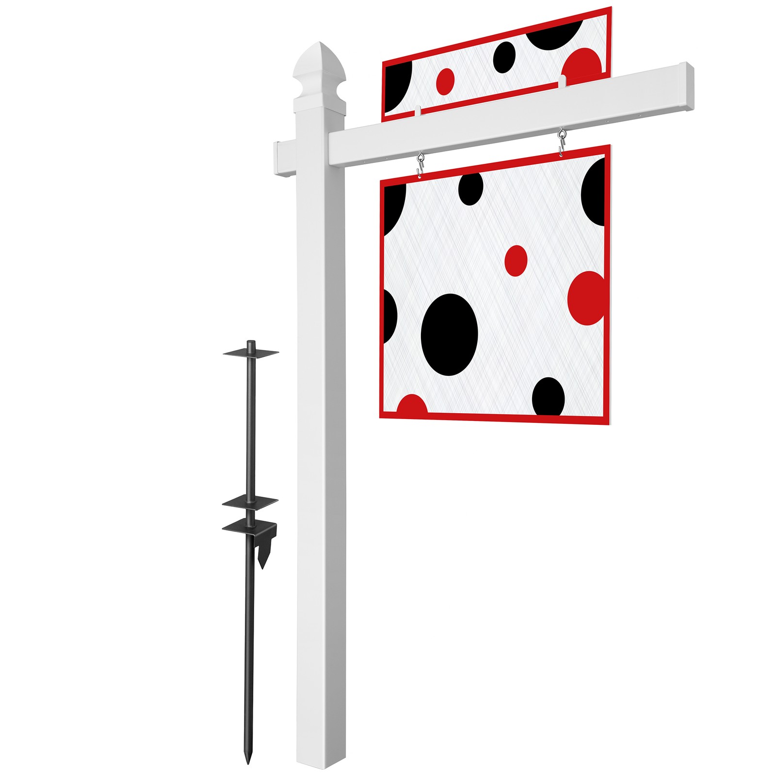 72&Prime; x 47&Prime; Real Estate Yard Sign Post with 2 Cap Options – Vinyl PVC – White