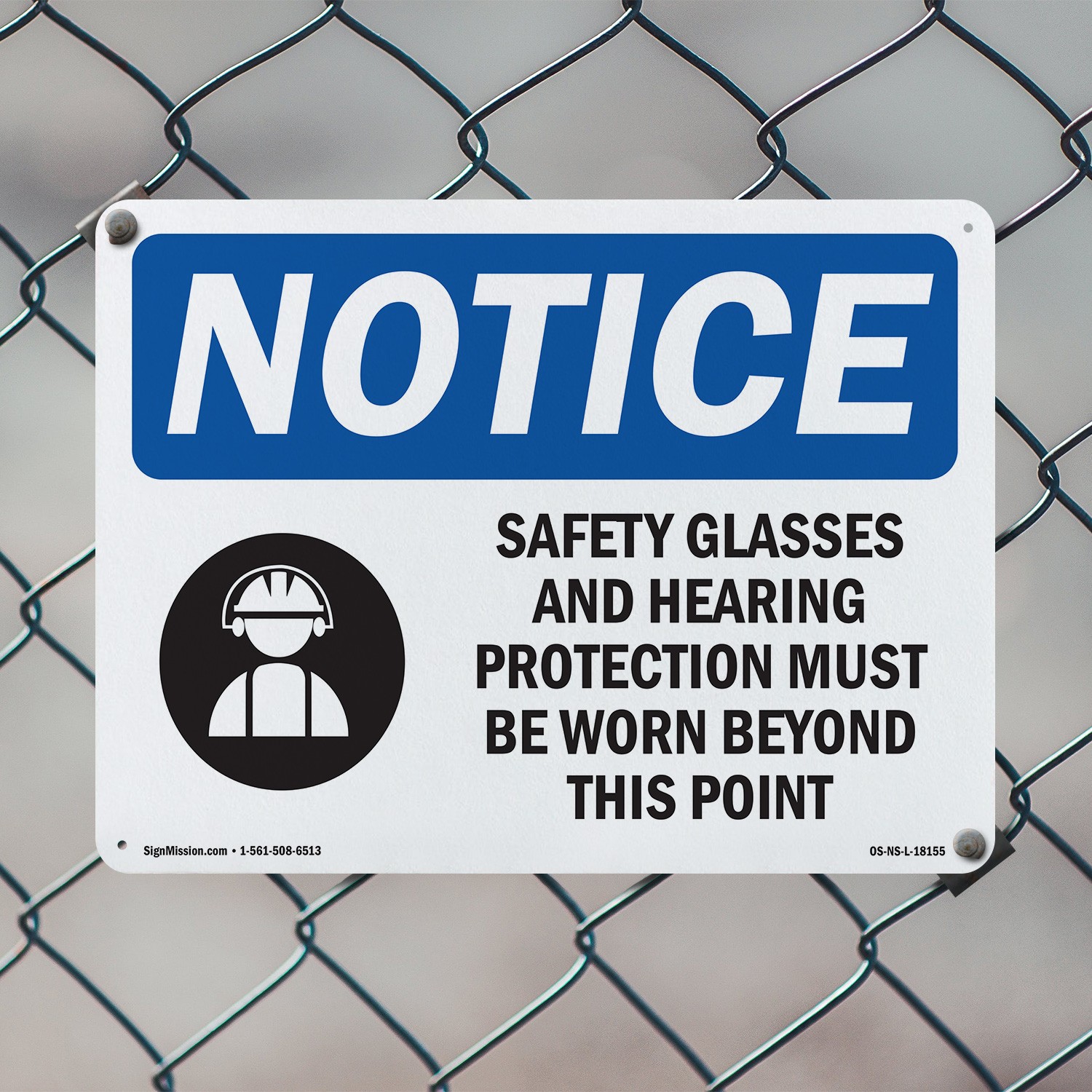 Safety Glasses And Hearing Protection OSHA Notice Sign Or Decal – 5 or 10 Pack