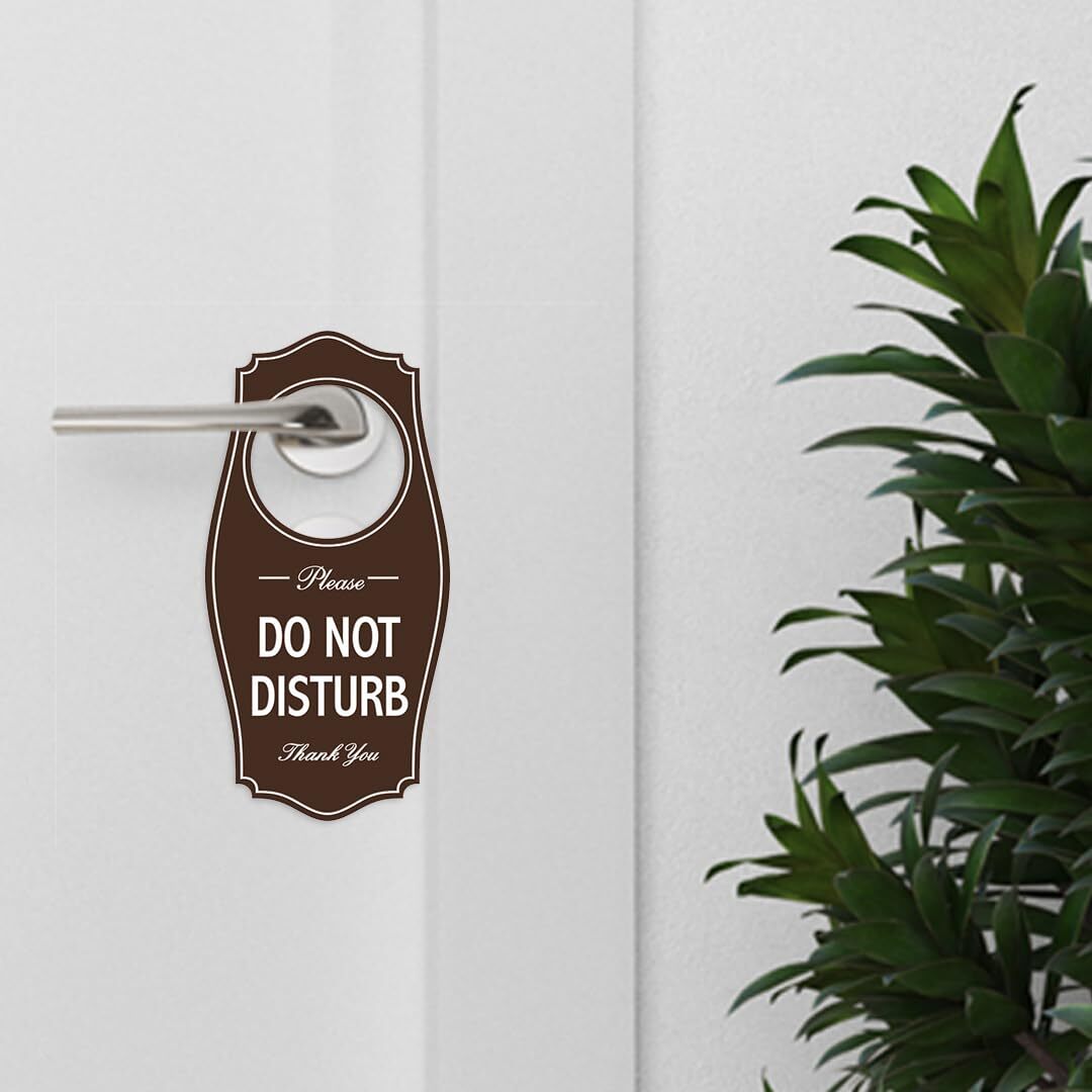 Do Not Disturb Door Hanger 4×8 Inch Black Gold Sign Privacy Notice 1 Pack