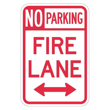 Lyle T1-2857-Dg_12X18 No Parking Fire Lane Parking Sign, 12 In W, 18 In H,