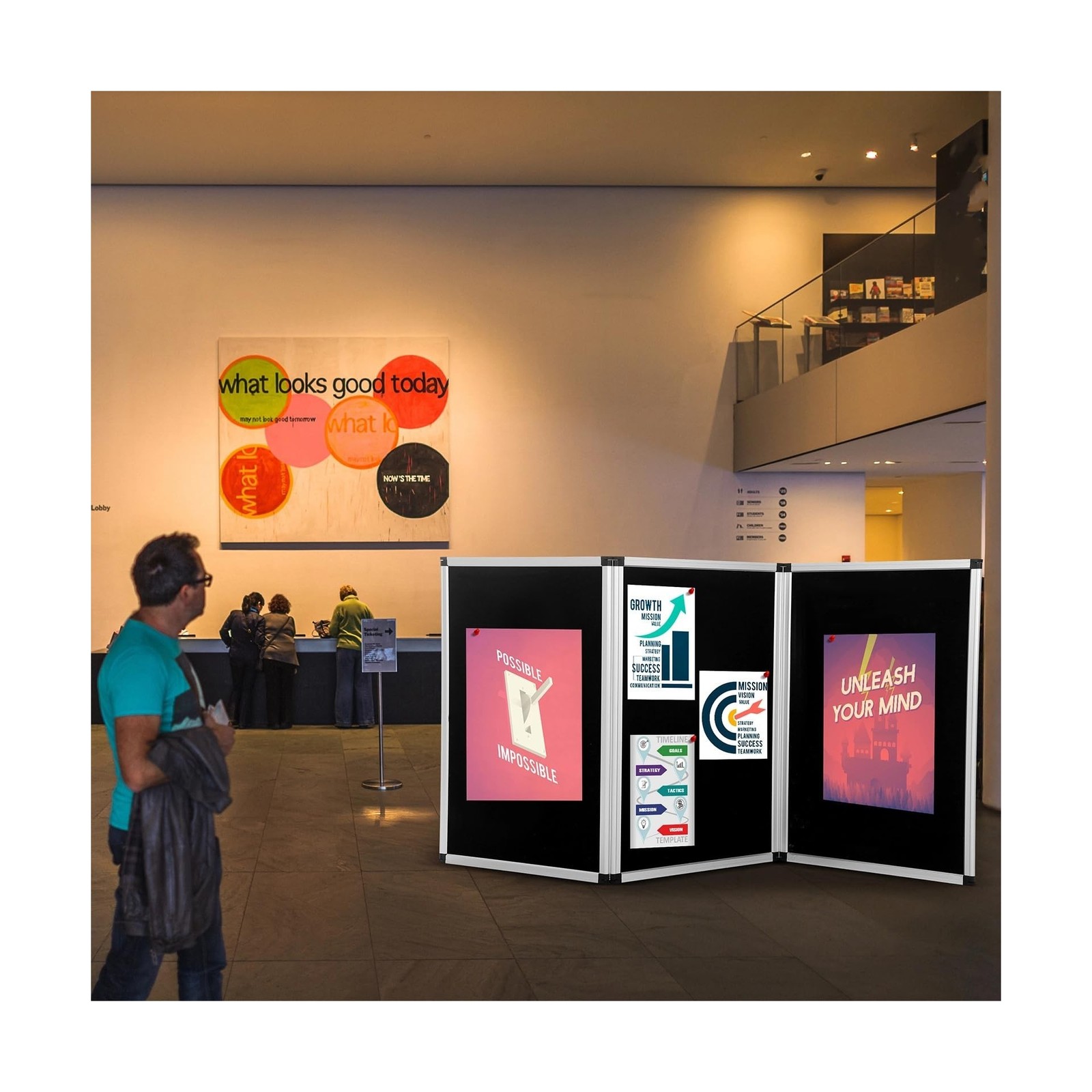 Sherr 3 Panel Trade Show Presentation Board, 72 x 35.3 inches Tri Fold Displa…