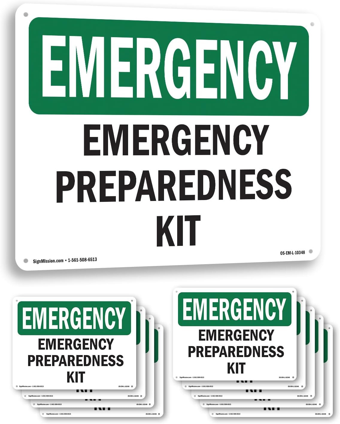 Preparedness Kit OSHA Emergency Aluminum Sign 14 Inch X 10 Inch – 10 Pack