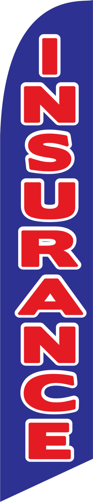 Windless Insurance Blue/Red Swooper Flag Advertising Sign 2.5’ Wide Banner Only