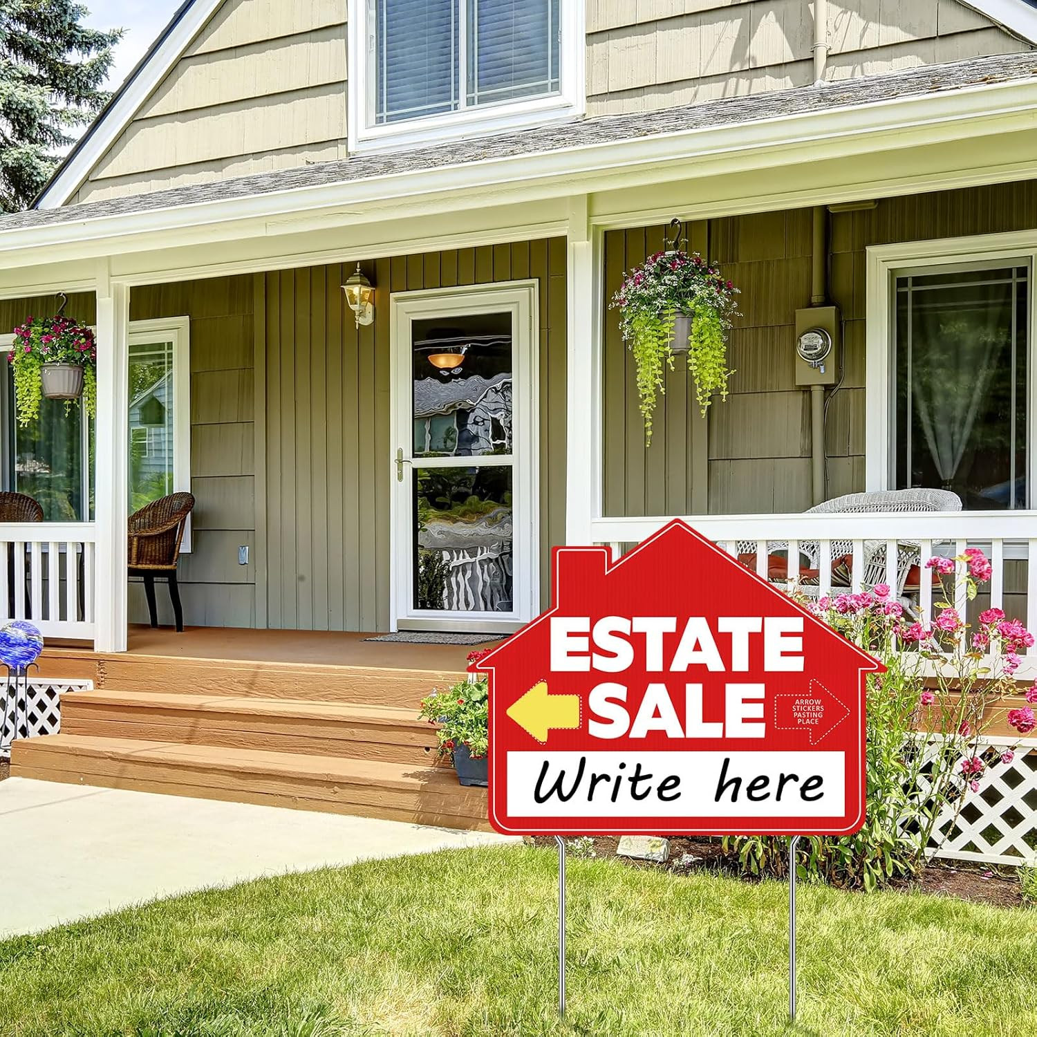 5 Pack 12 X 16 Inch Yard Sale Signs Real Estate Sign Posts Double Sided Red Whit