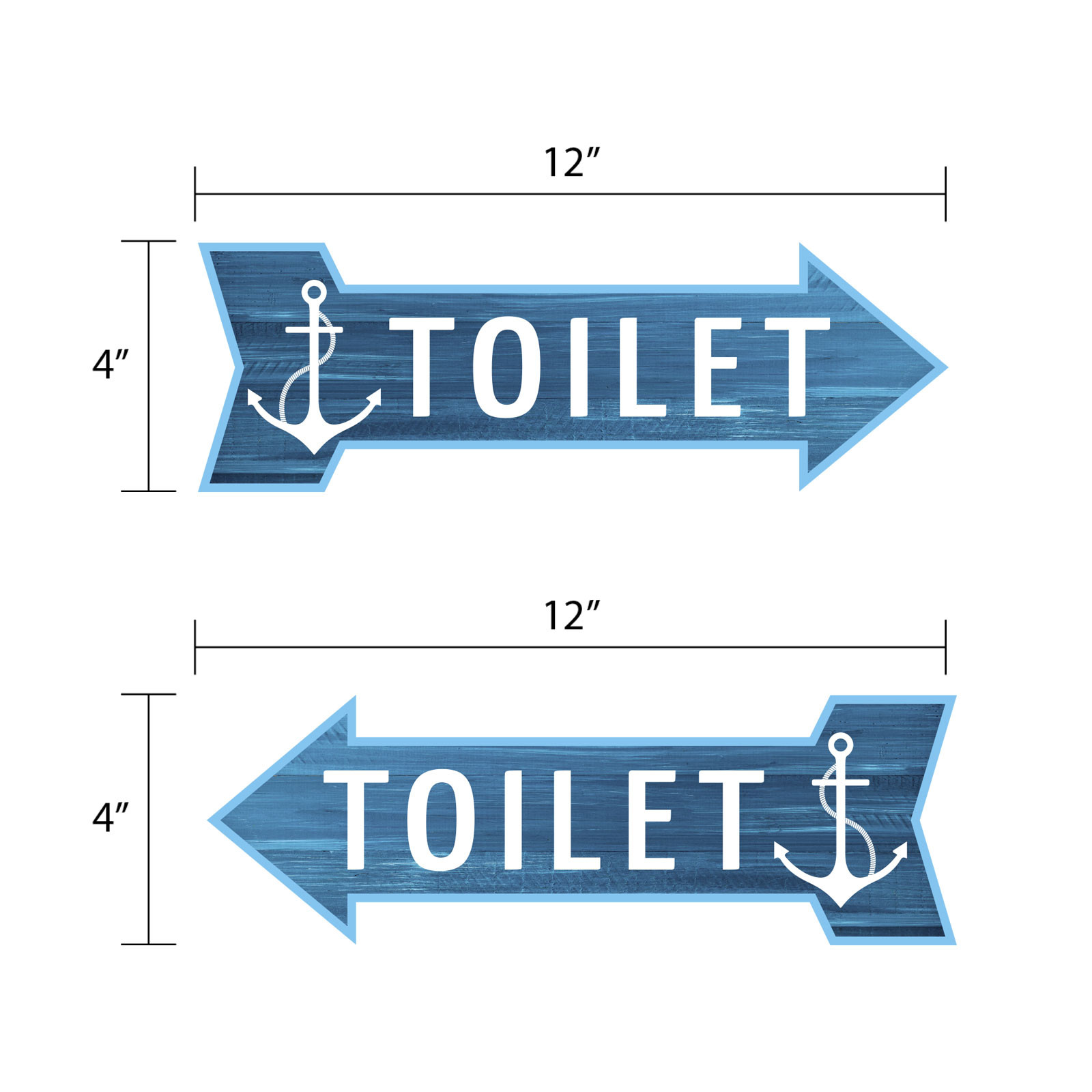 Arrow Shape Toilet 12×4&Prime; Wall or Door Sign | Bathroom & Restroom Signage