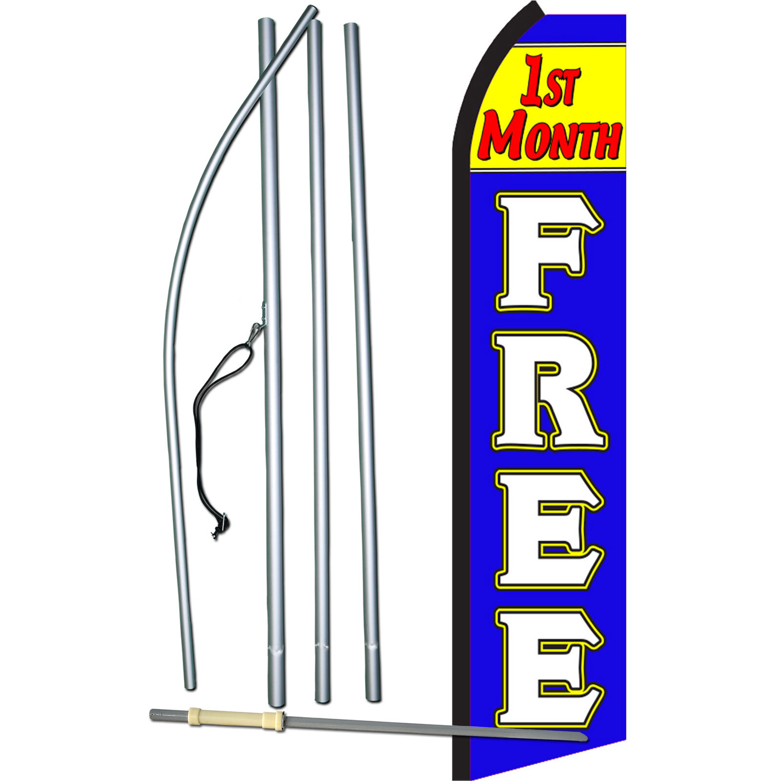 1st Month Free Flag with Flag Pole and Spike